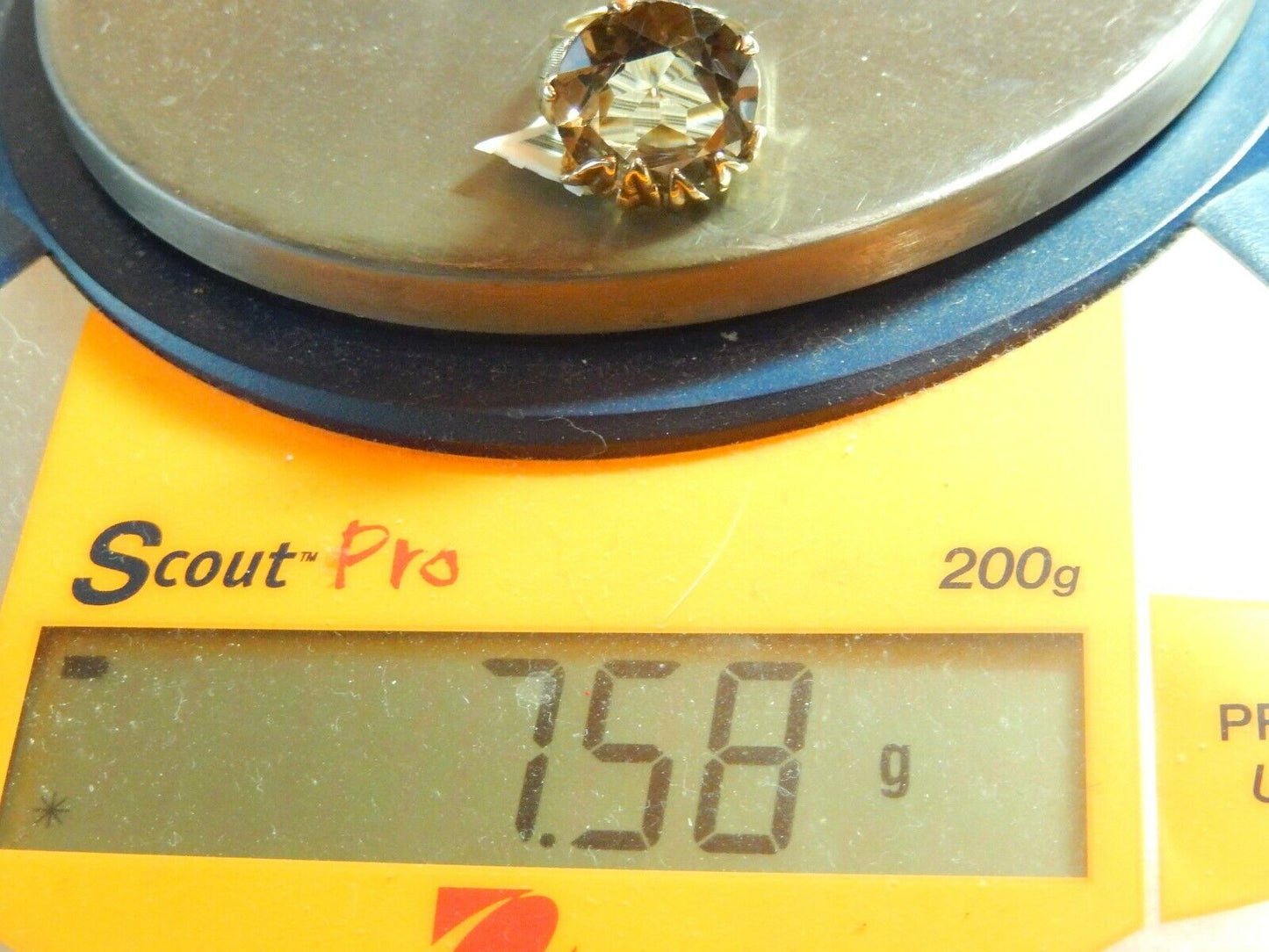*VINTAGE* Ladies 10k Yellow Gold 10CT 15.82mm Round Smokey Quartz Ring Size 4