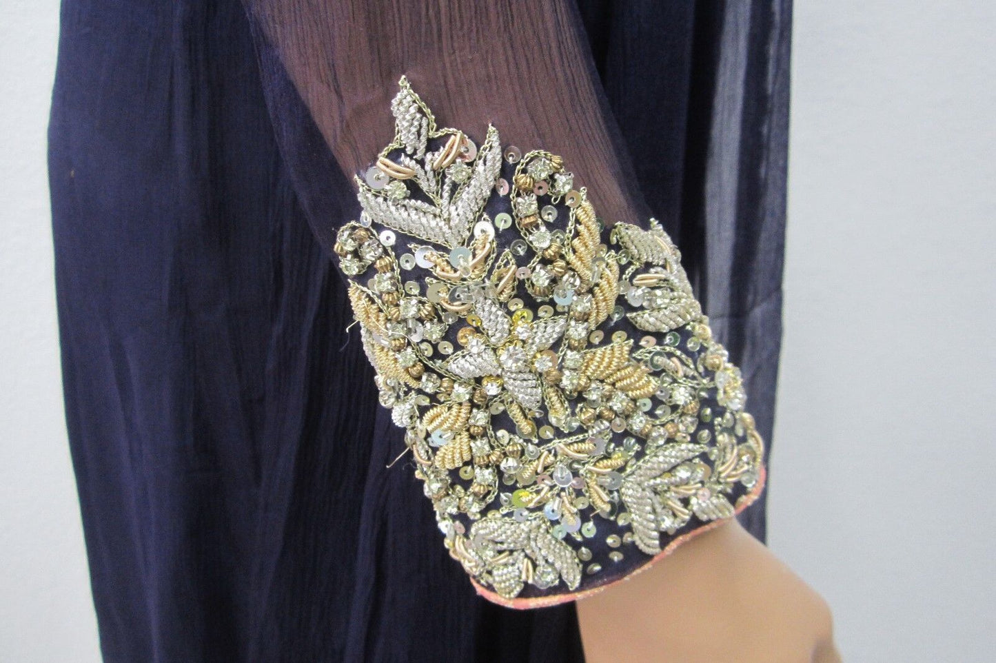 Beautiful Party Evening 2 Pc Rhinestone Saree Women Fashion Clothing Wrap Sari