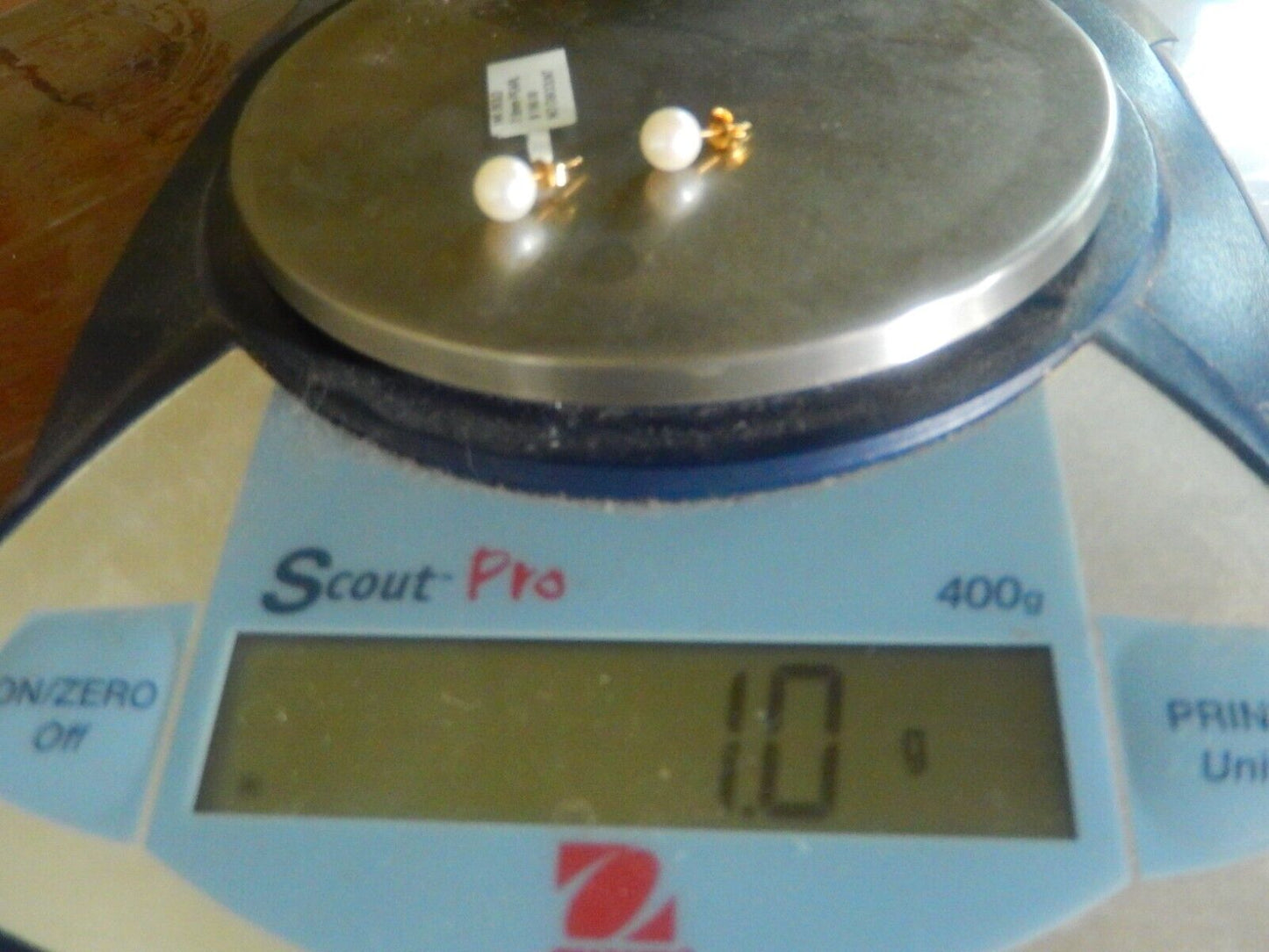 *NWT* 14K Yellow Gold 7.5mm Akoya Round Pearl Ear Stud Earrings