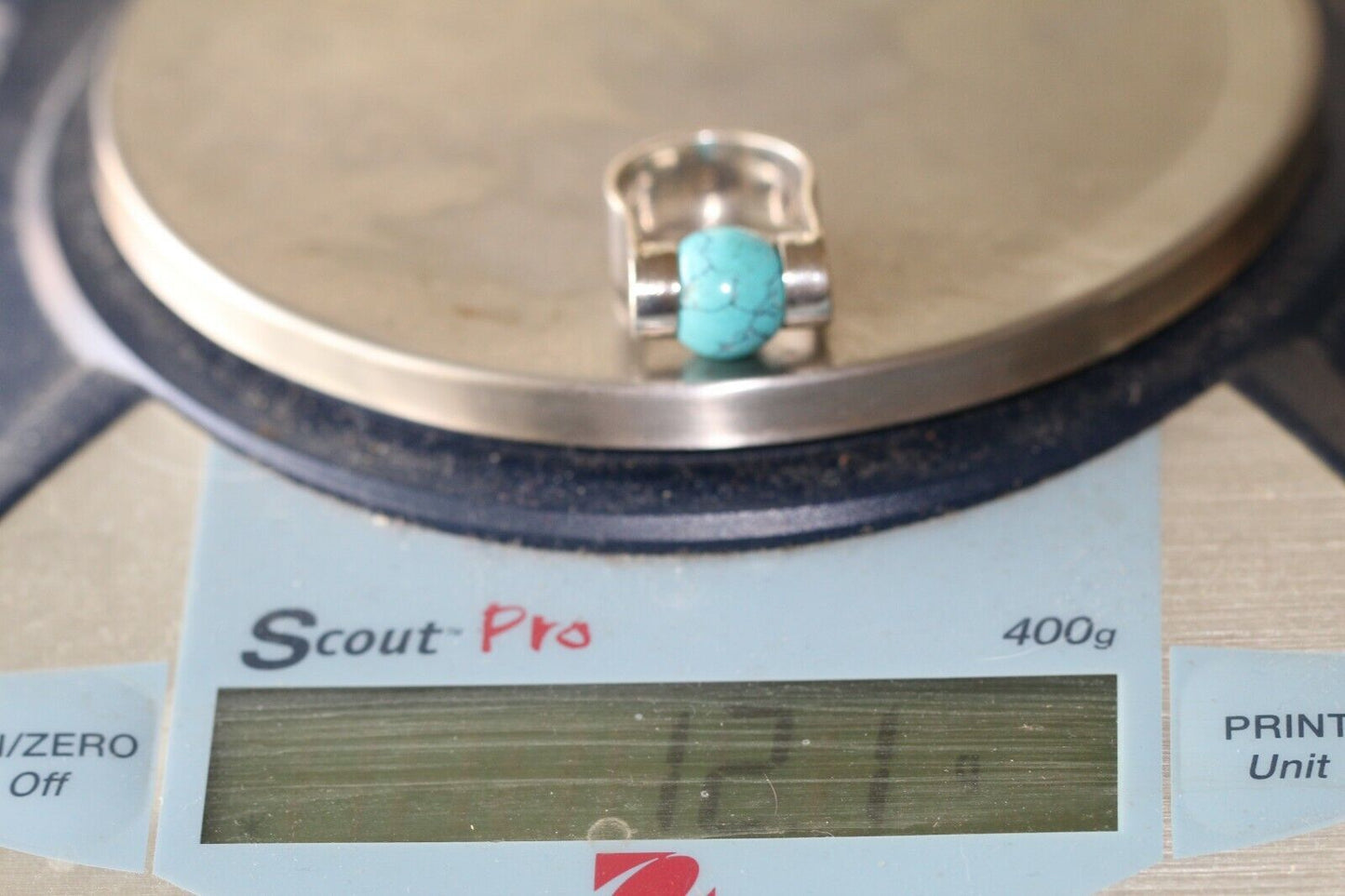 *VINTAGE* Sterling 925 Silver Tension Set Turquoise Ball Ring Size 7