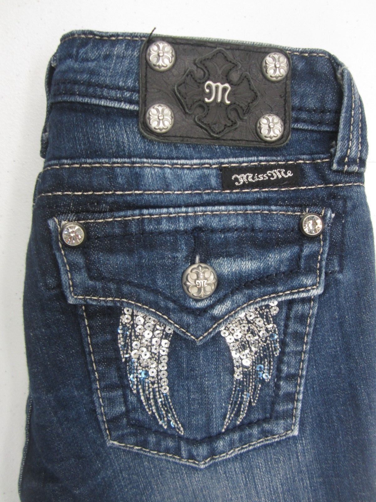 NWOT Miss Me Girls JK5082M13 Bermuda Blue Jean Denim Shorts size 16 Length 12