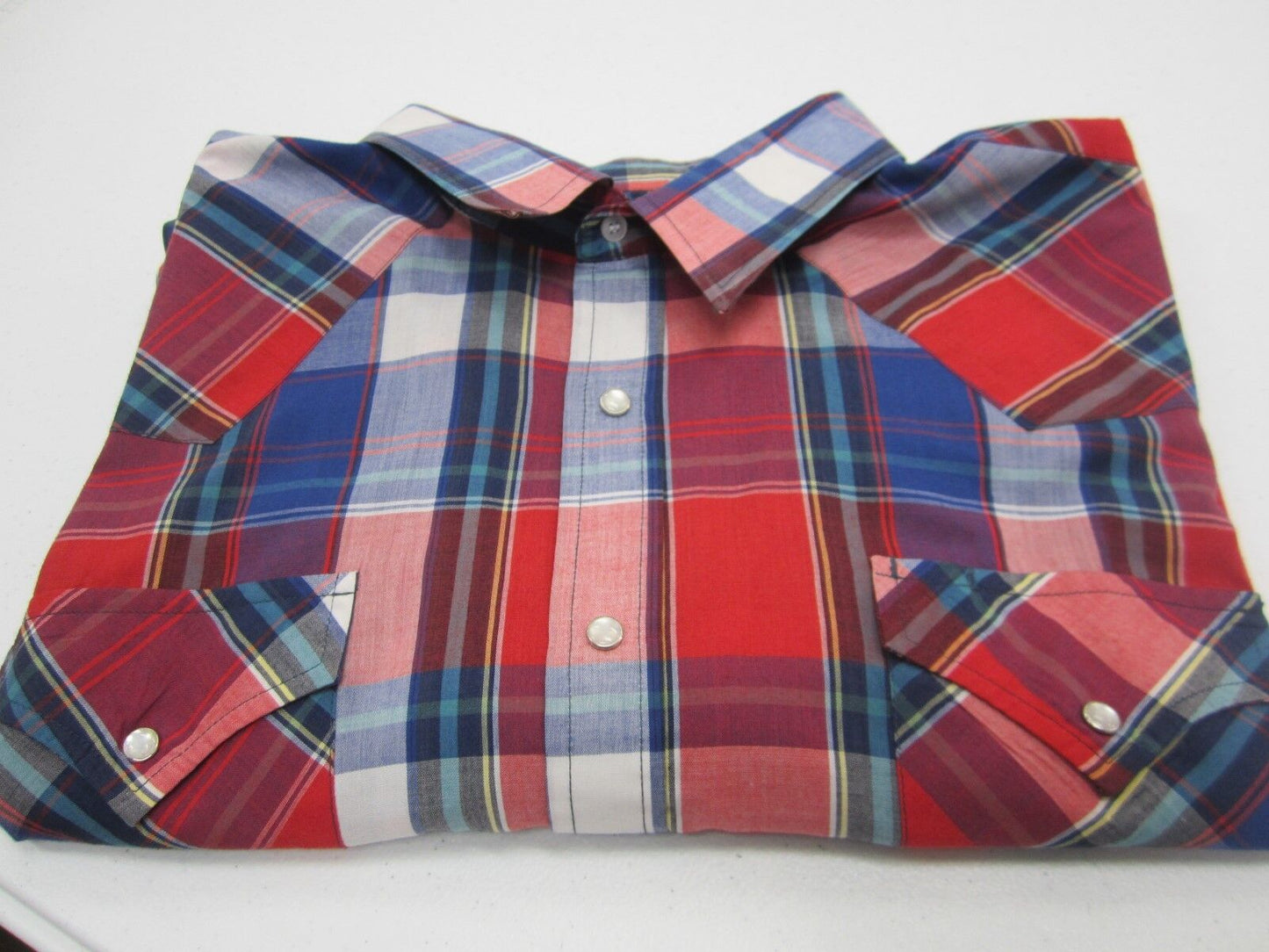 NWOT Ely Cattleman Mens Red Plaid Pearl Snap Long Sleeve Western Shirt Sz XXL