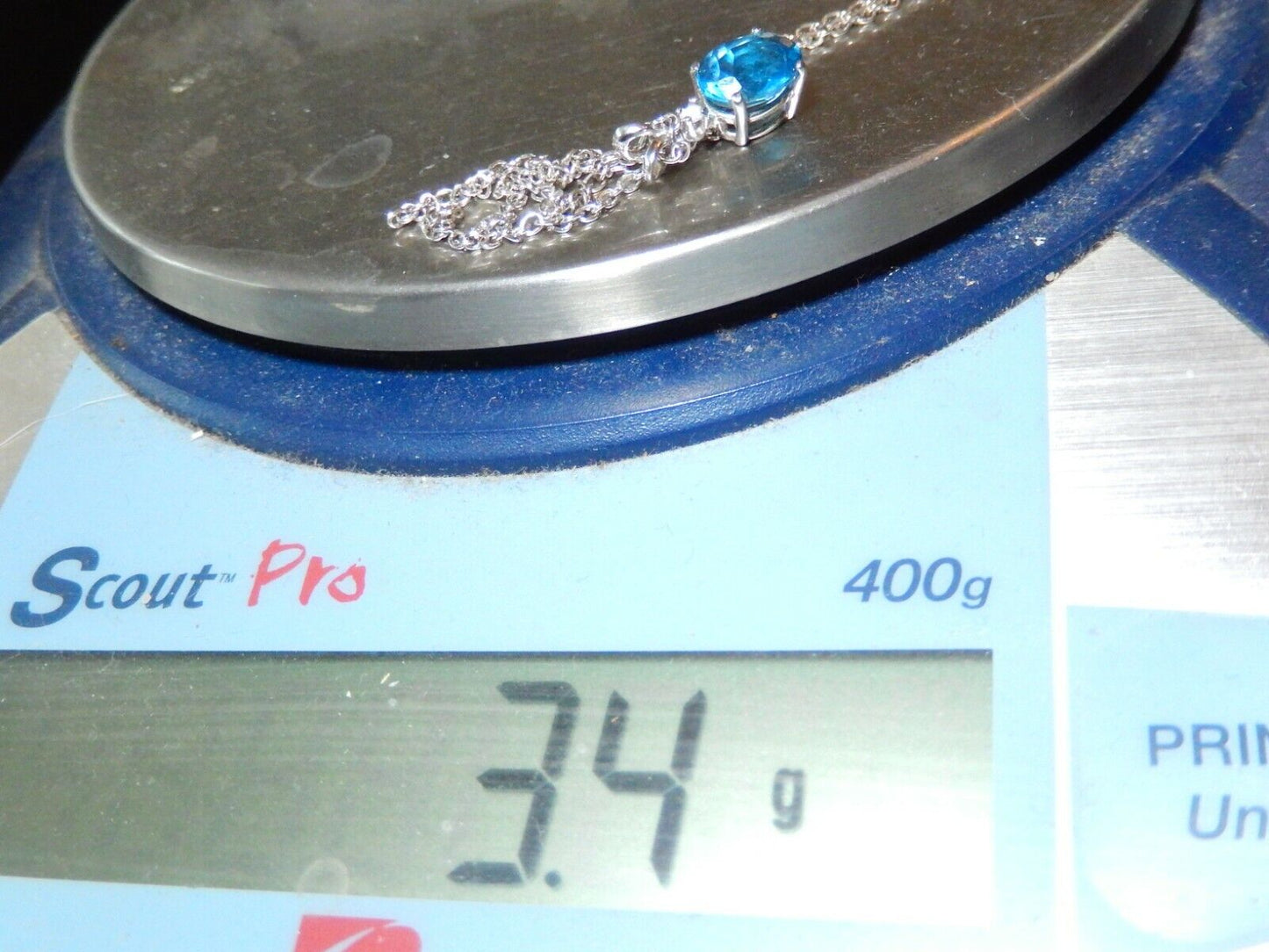 *NWT* 14k White Gold 2.00CT London Blue Topaz and Diamond Pendant w/18" Chain