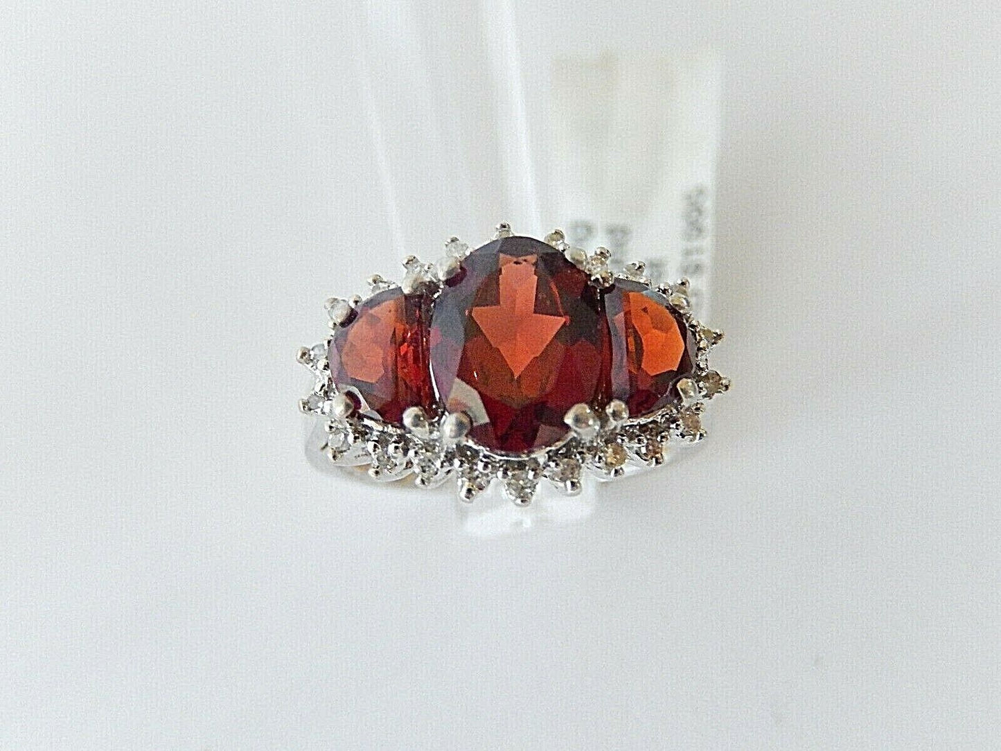 2.25 Ct Oval Cut Red Garnet & Diamond Halo Engagement Ring Solid 14K White Gold