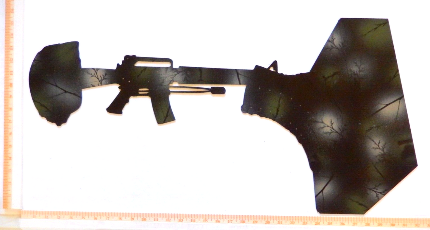 ~NEW~LARGE 14ga. " AR15 RIFLE IN THE FORREST " Powder Coated - 31.5" x 12.25"