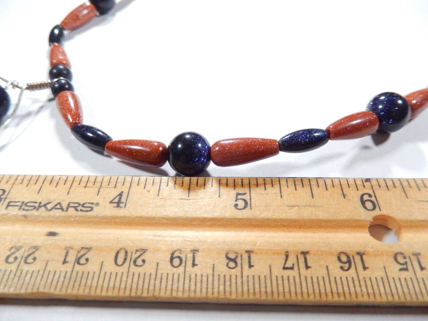 *VINTAGE* 16" Goldstone Bead Necklace With Sterling Silver Pendant & Clasp