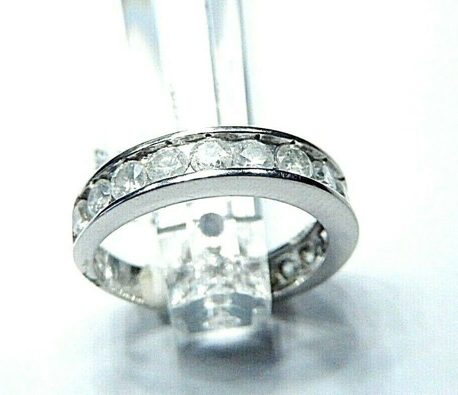 10K WHITE GOLD CHANNEL SET ROUND CUT 1CT DIAMOND ENGAGEMENT WEDDING BAND RING