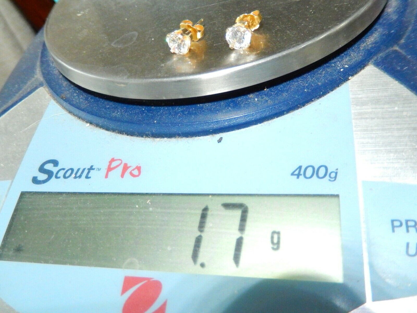 14CT Yellow Gold 2.00 CT Diamon Cut CZ Push Back Stud Earrings