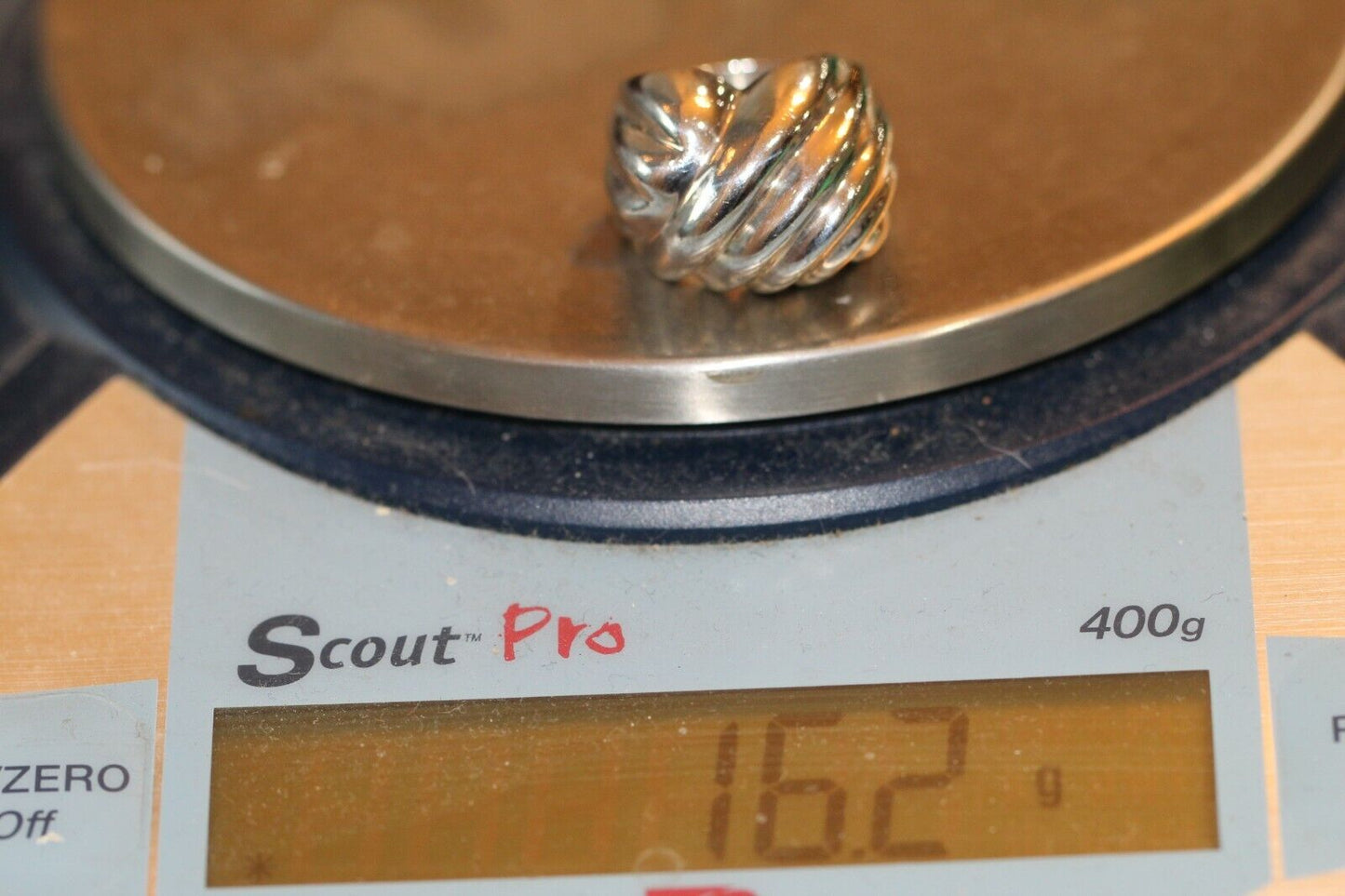*VINTAGE* Sterling Silver Mexico Taxco LARGE Polished Ribbed Dome Ring SZ 8.5