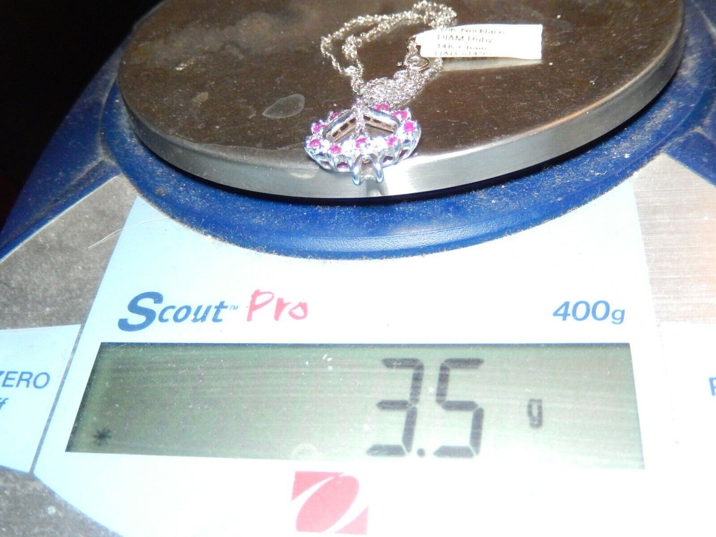 *NWT* 10K White Gold Ruby & Diamond Open Heart Pendant w/14K WG 18" Chain
