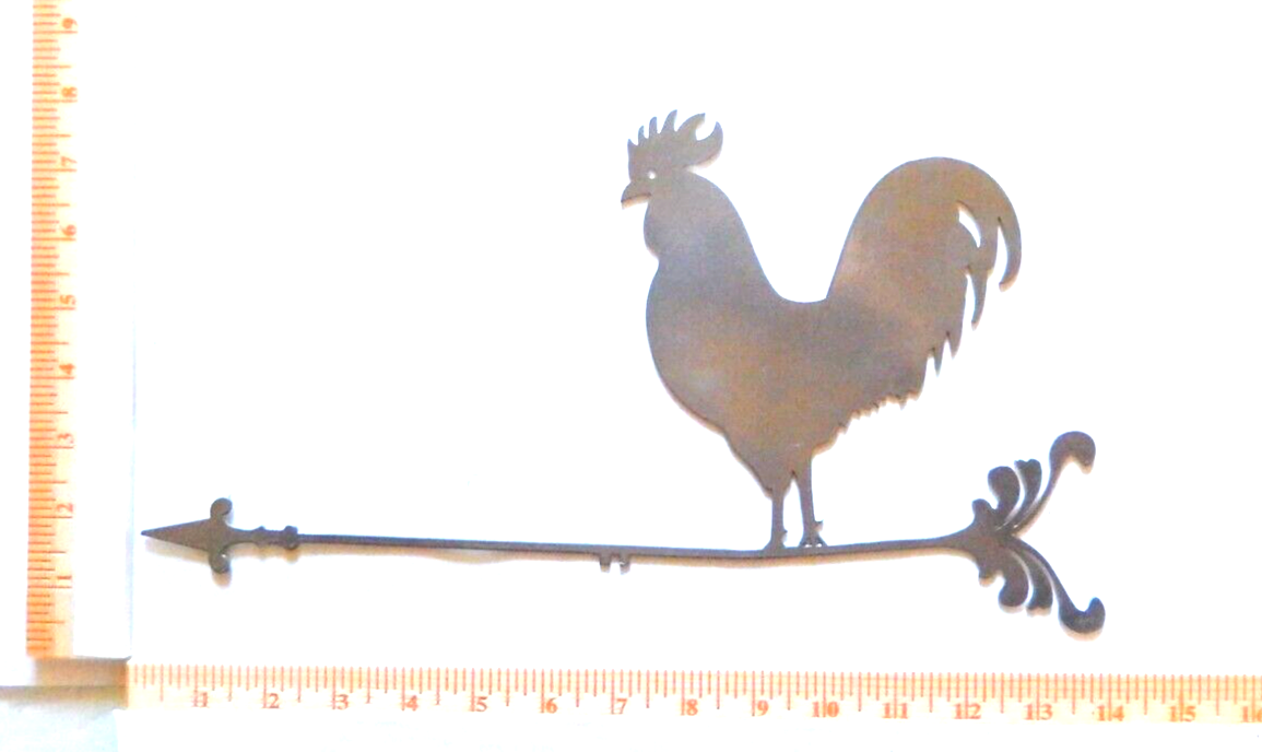 ~NEW~ 14ga. " ROOSTER WEATHER VANE" - Silver Metal Wall Art - 13" x 8"