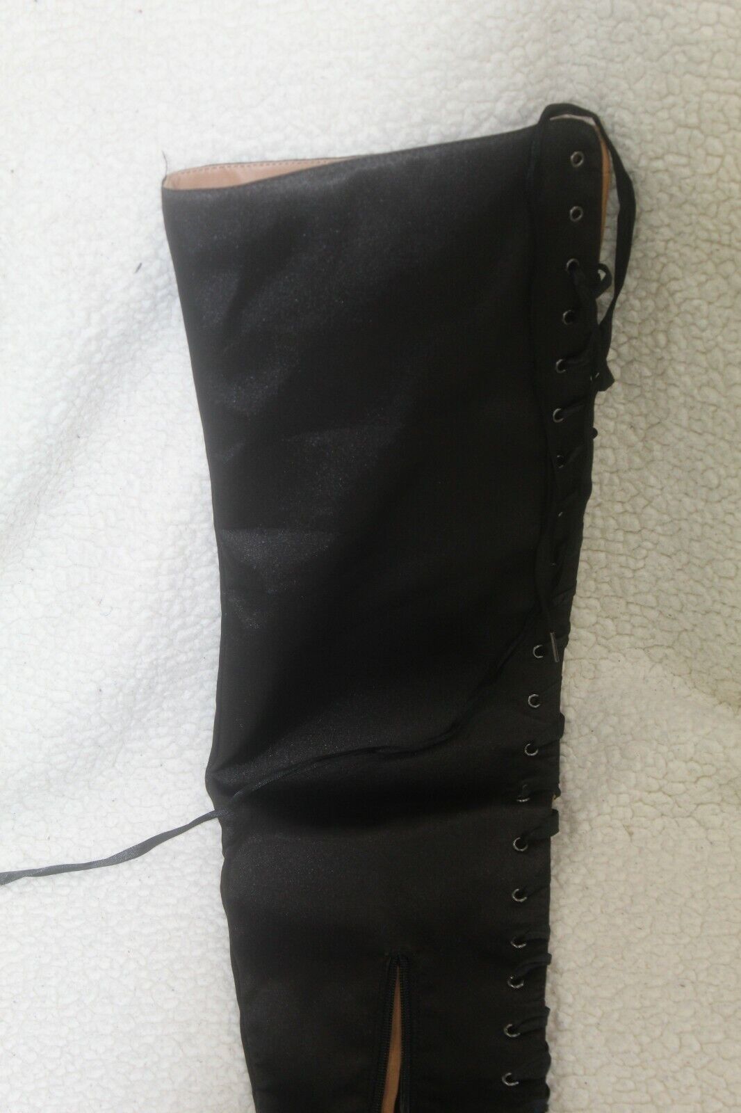 *NIB* Qupid Black Peep toe Lace up Thigh high Boots Over the Knee Women's Shoes