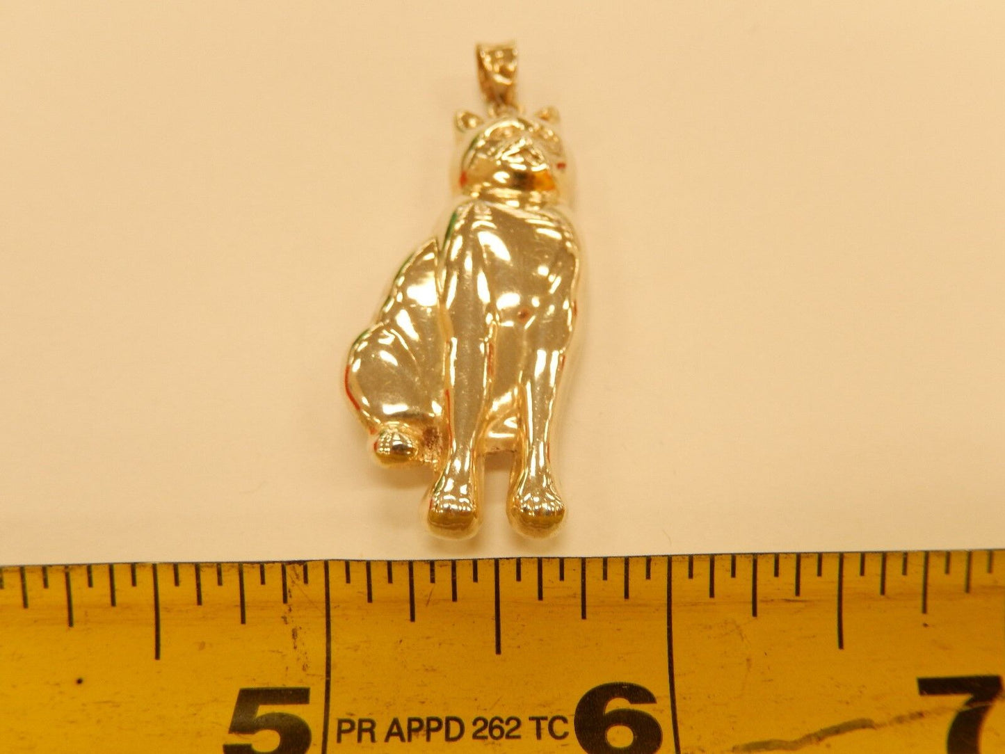 Vintage Large 925 Sterling Silver Sitting Cat 3D Pendant