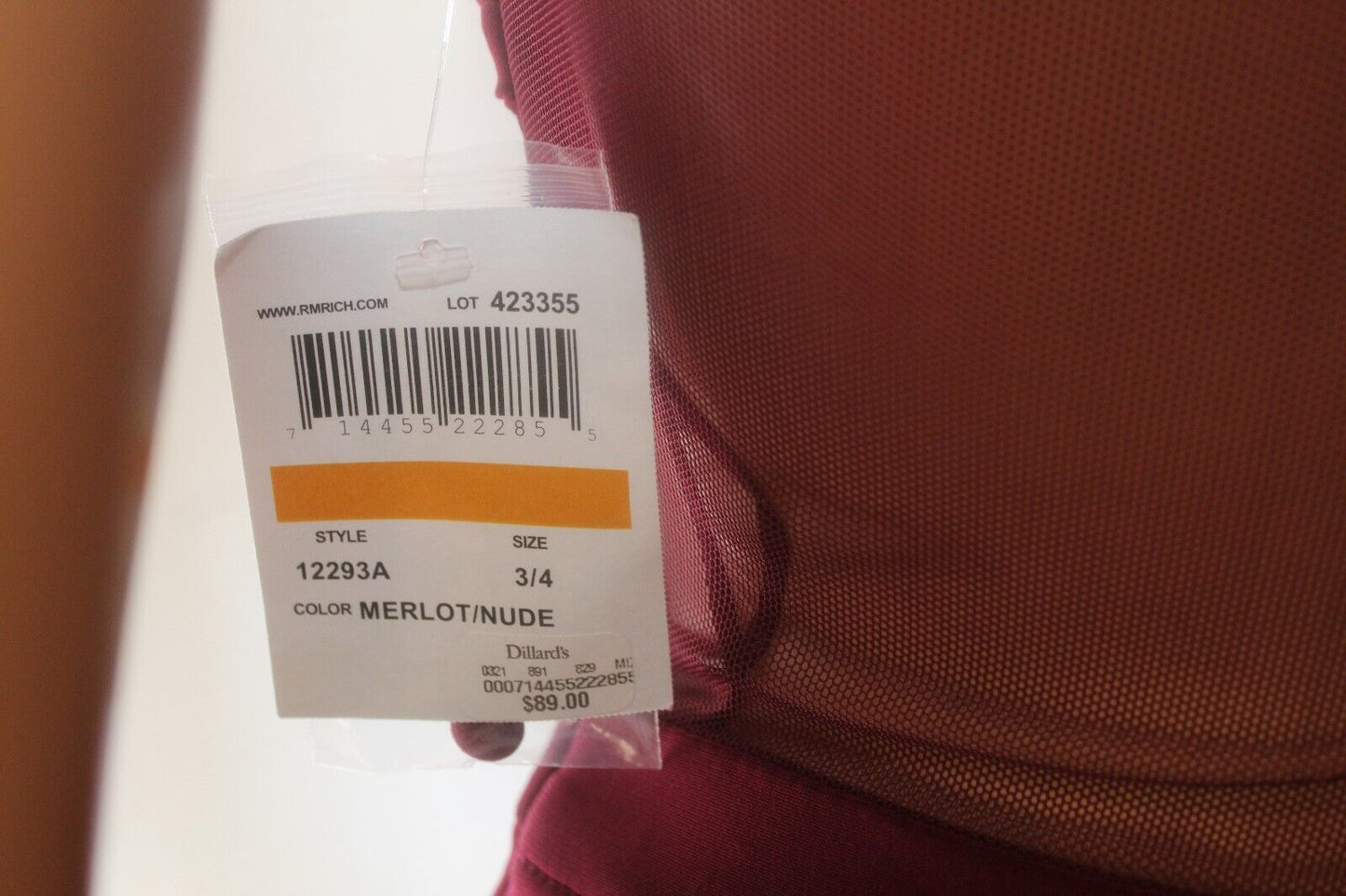 *NWT*$89. Morgan and Co Burgundy Sequence Dress Sleeveless Mesh Back BodyCon 3/4