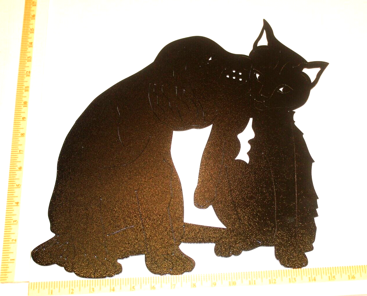 *NEW* LARGE 14ga. Thick Black Powder Coated 17" x 14" Dog & Cat Metal Wall Art