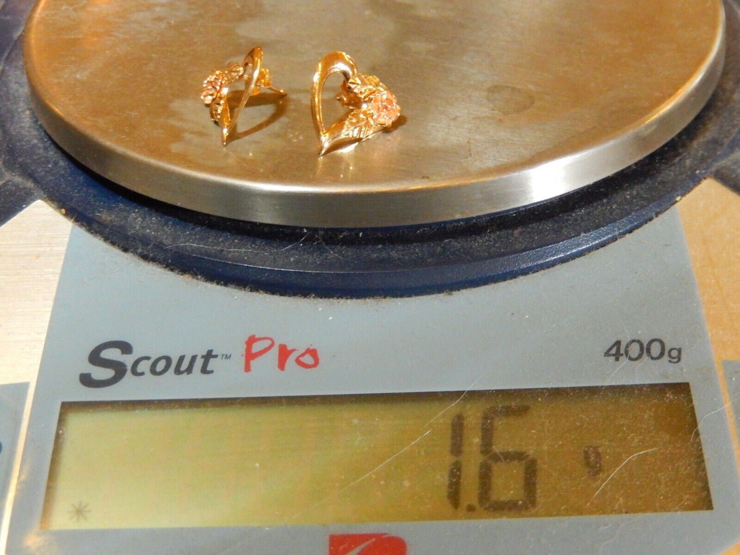 10k Tri-color Black Hills Gold Heart Post Earrings