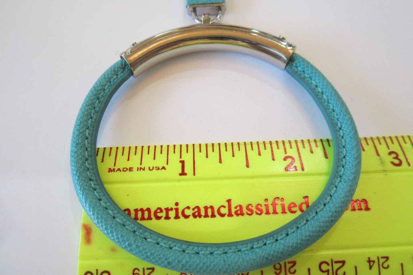 NWOT Michael Kors Logo Lock Turqu Leather Silv Tone Bangle Bracelet *STUNNING*