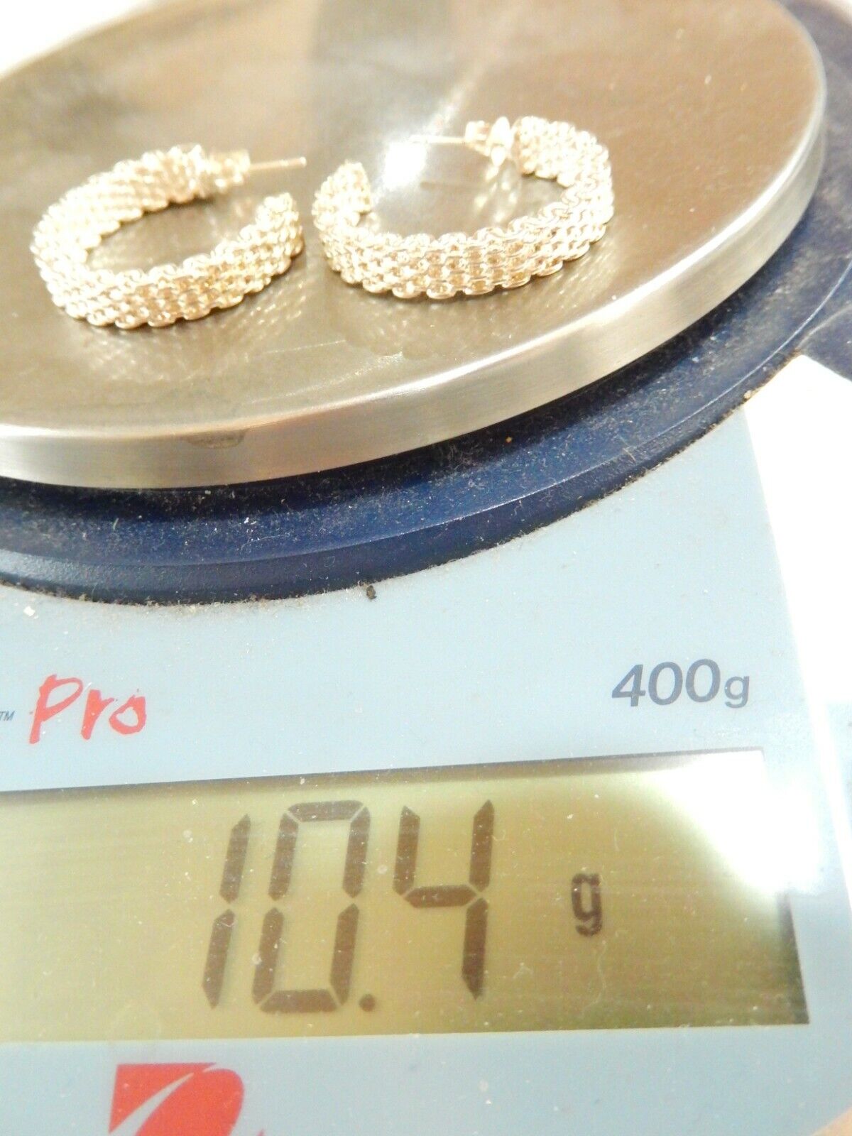 Adorable Beautiful Sterling Silver Mesh Style Hoop Earrings