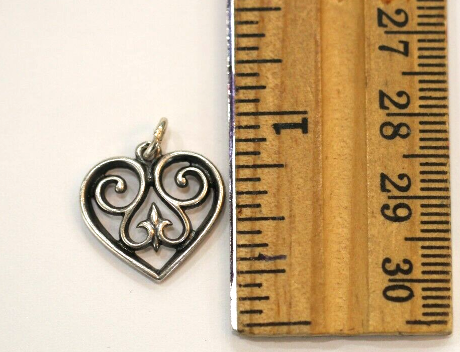 *RETIRED* James Avery Sterling Silver French Heart Pendant (Medium) Charm