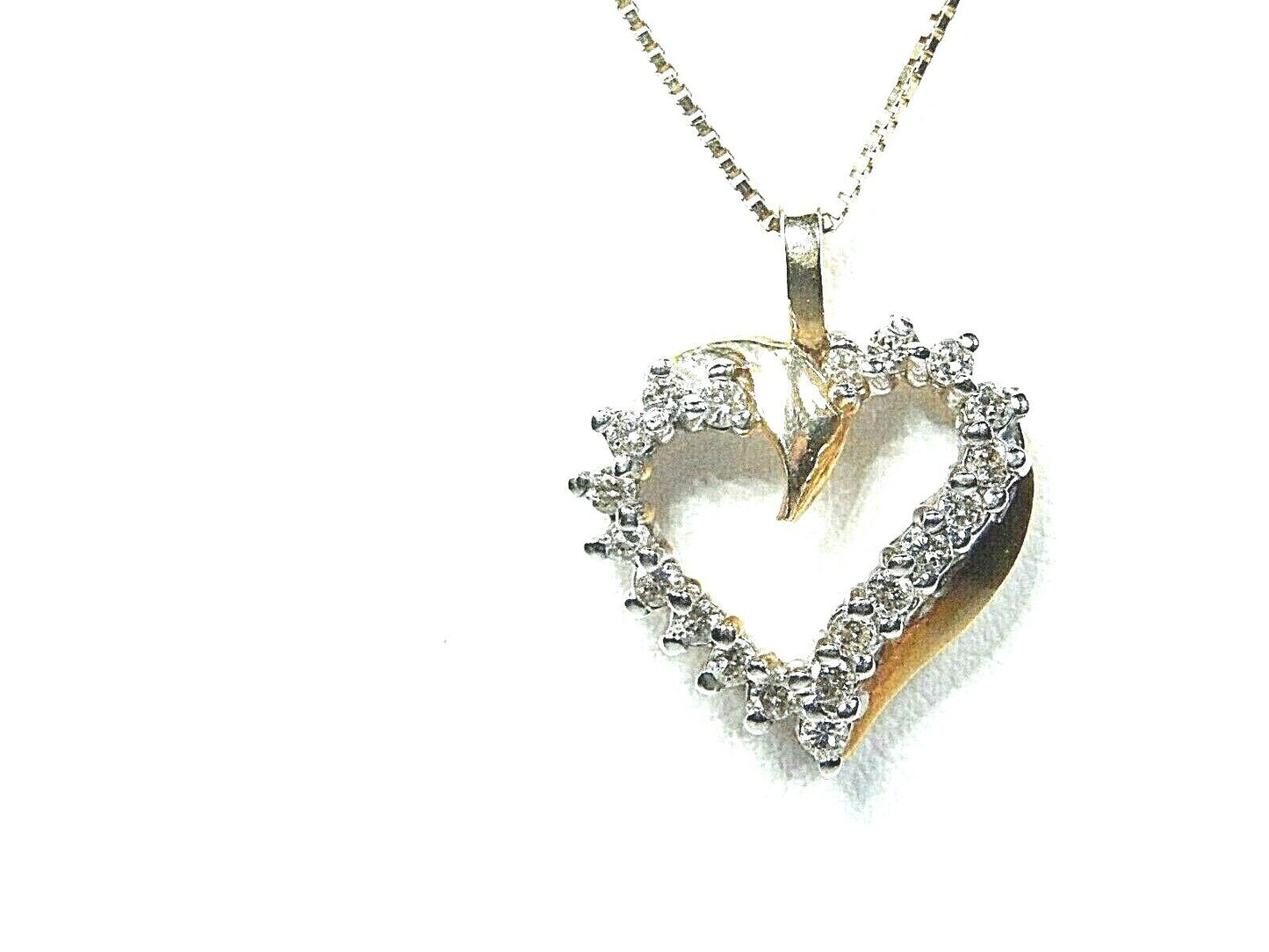1/4 ct April Birthstone Natural Diamond Heart Pendant 10K Yellow Gold w/20 Chain