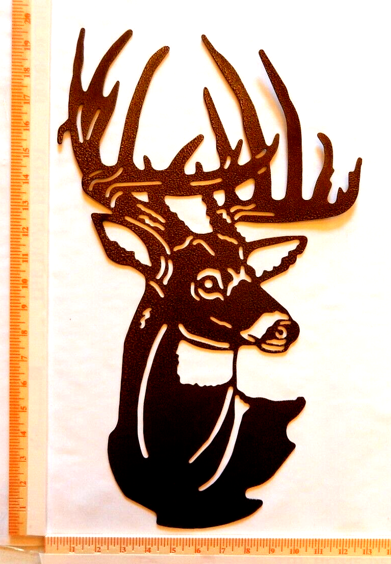 ~NEW~ LARGE 14ga. - "DEER PORTRAIT" Golden Copper Metal Wall Art - 20" x 12"