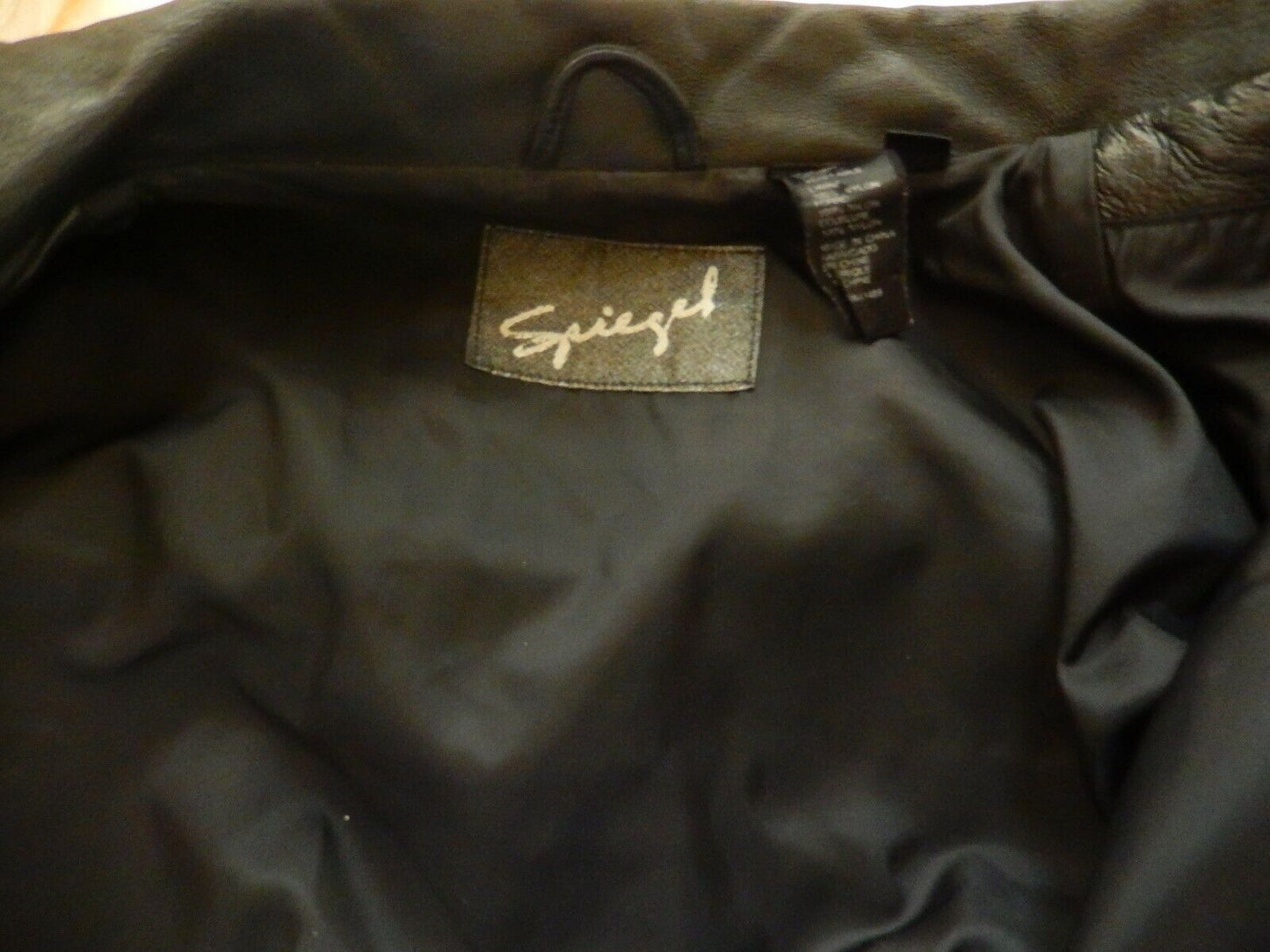 Vintage Women's SPIEGEL Genuine Black Leather Coat Double Breasted Jacket Size L