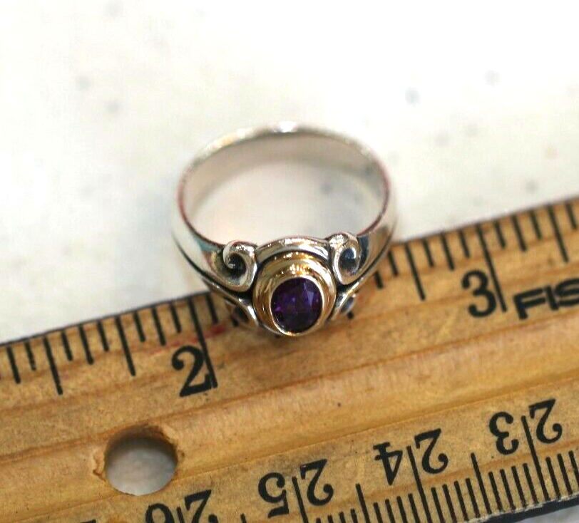 *RETIRED* - R A R E - James Avery 14K Gold & Sterling DOUBLE SCROLL AMETHYST