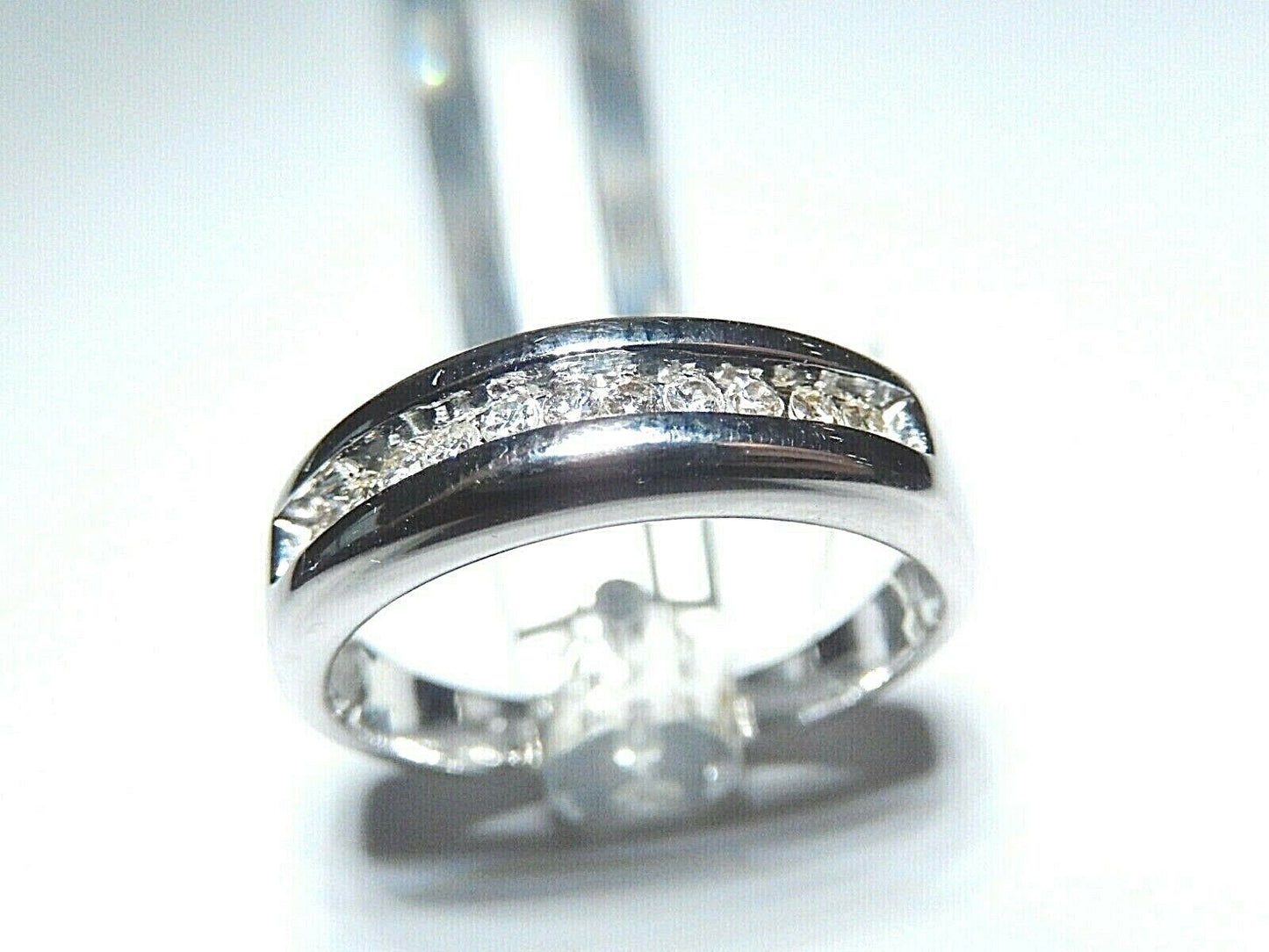 14K White Gold Natural .25CT Round Diamond 6MM Wide Men's Wedding Band Ring 9.5