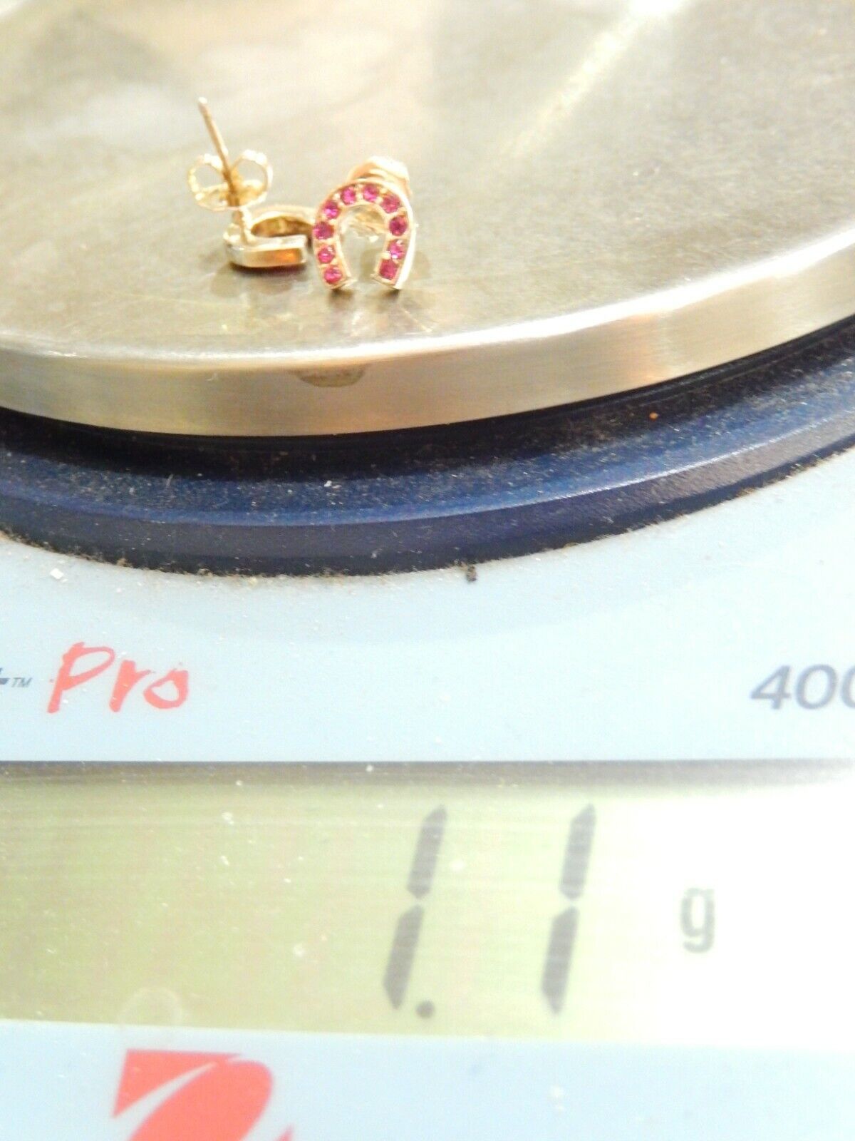 Horseshoe Amethyst Sterling Silver .925 Earrings Earstuds 3/8"