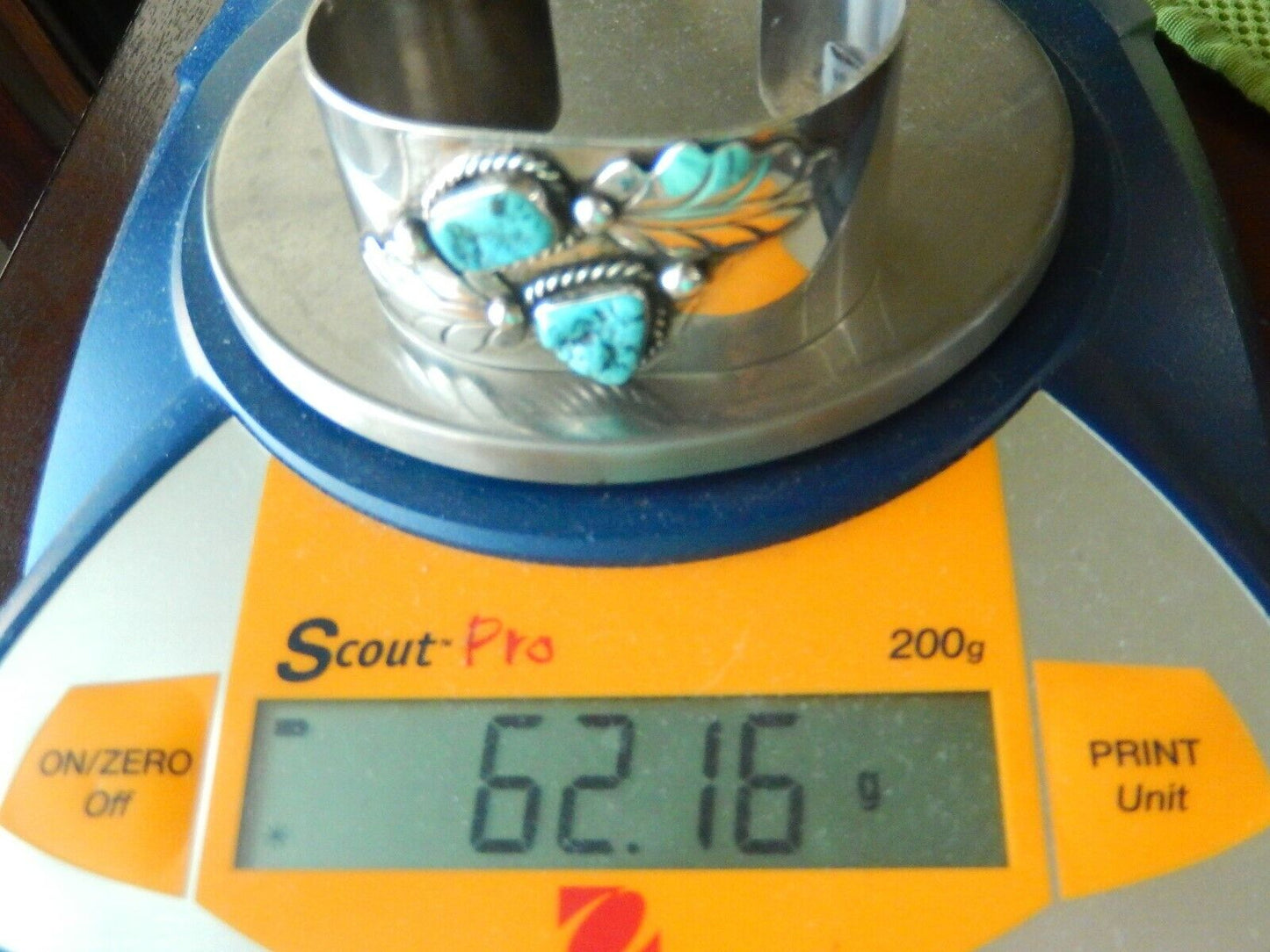 Vintage WIDE & HEAVY Southwest Sterling SilverTurquoise Bangle F. SANDOVAL