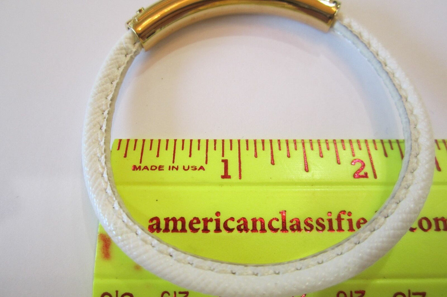 NWOT Michael Kors Logo Lock White Leather Gold Tone Bangle Bracelet *STUNNING*