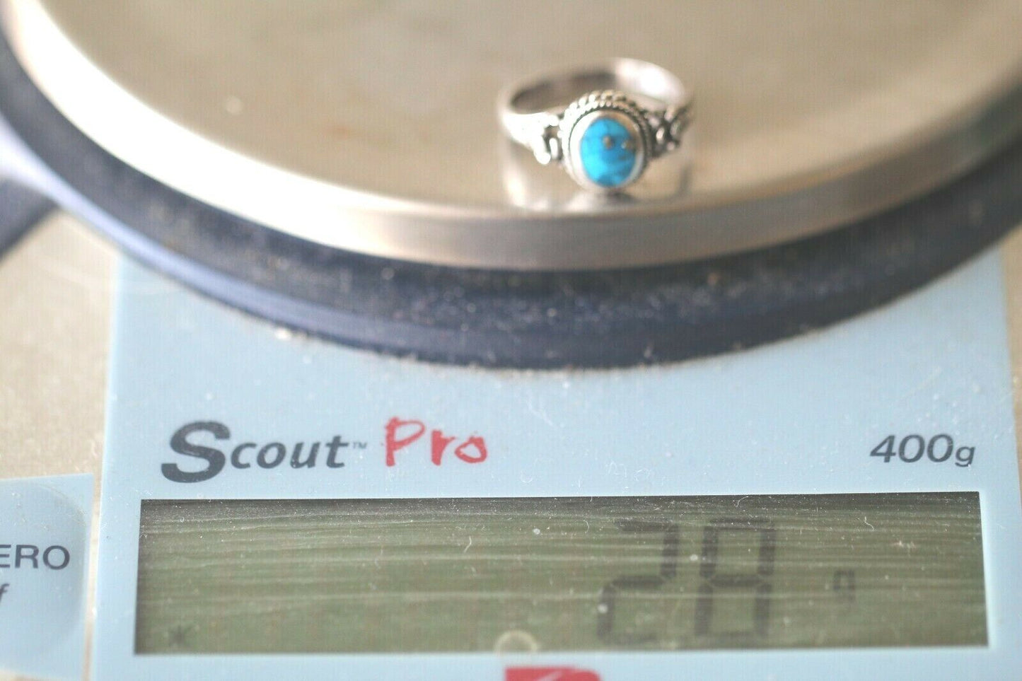 *VINTAGE* Native American STERLING SILVER .925 TURQUOISE Ring Size 6.25