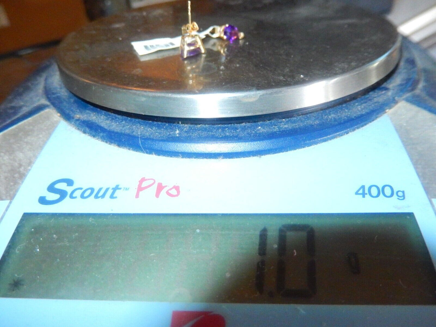 14K Yellow Gold 1.00 CT Brazilian Amethyst Thick Basket Stud Earrings