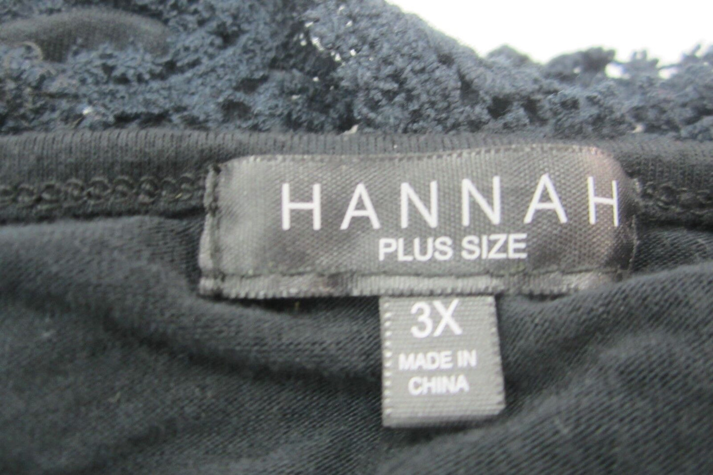 Hannah Plus Size 3X Black with Embroidered Trimmed Tunic Top