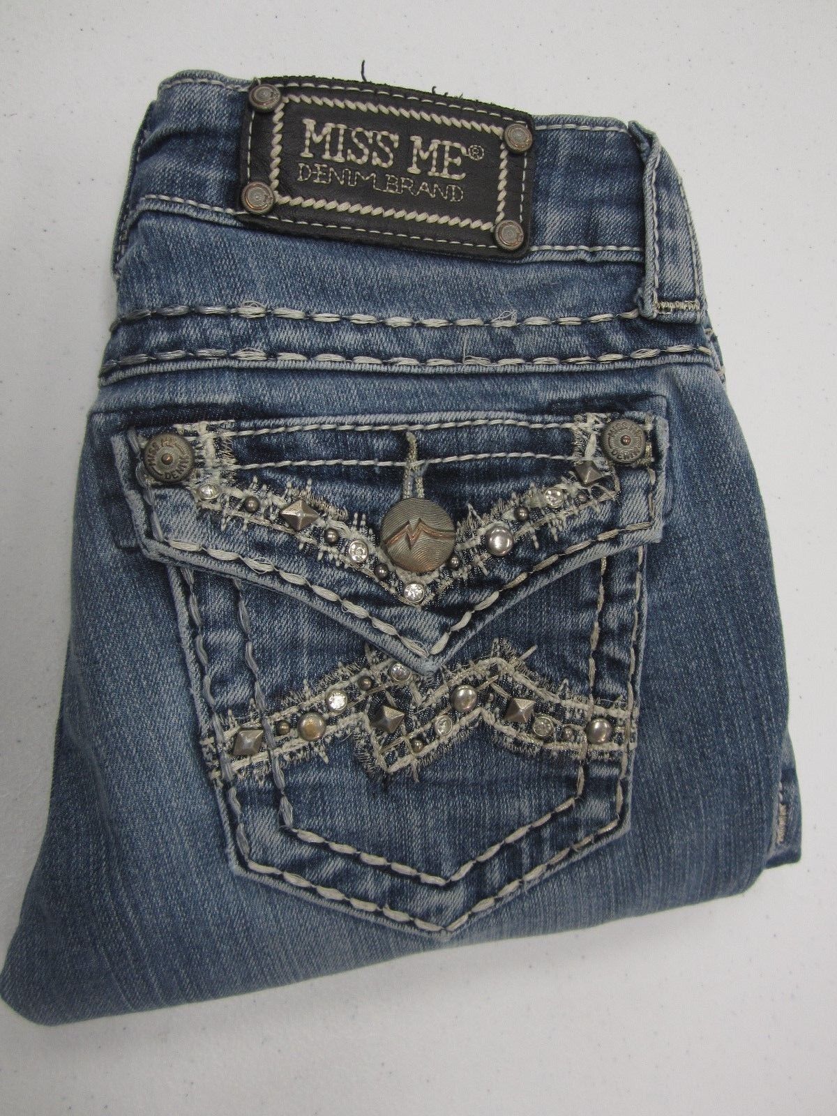 MISS ME Buckle LOW RISE SKINNY RHINESTONE EMBELLISHED JEANS 24 x 31 JE1072S2R