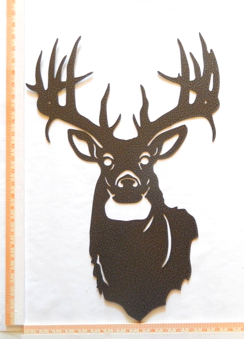 ~NEW~ LARGE 14ga. - "DEER PORTRAIT" Gunmetal Gray Metal Wall Art - 23" x 16"