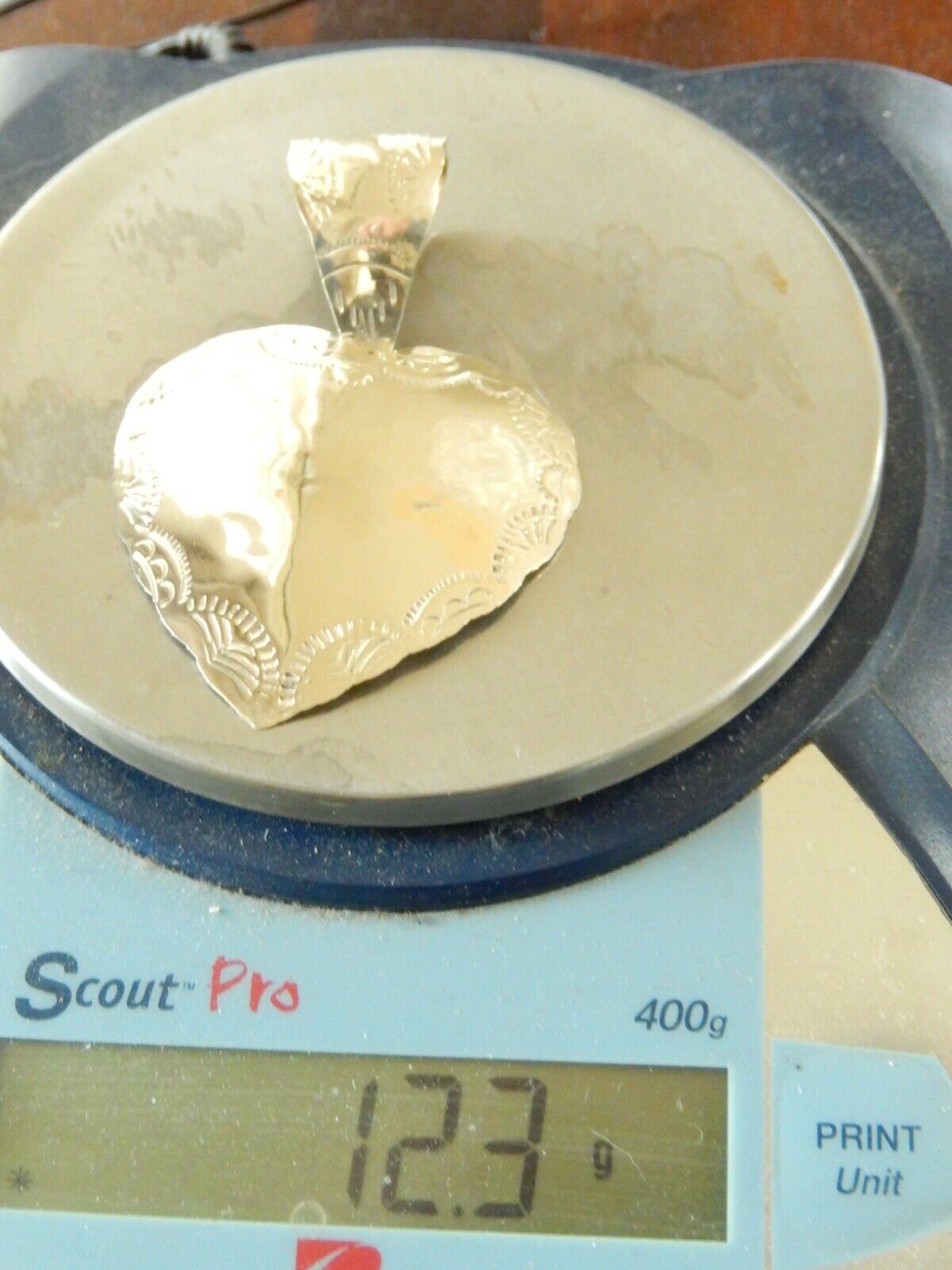 *VINTAGE* TAXCO Extra Large Sterling Silver Heart Pendant 3 1/4" Signed TS-10