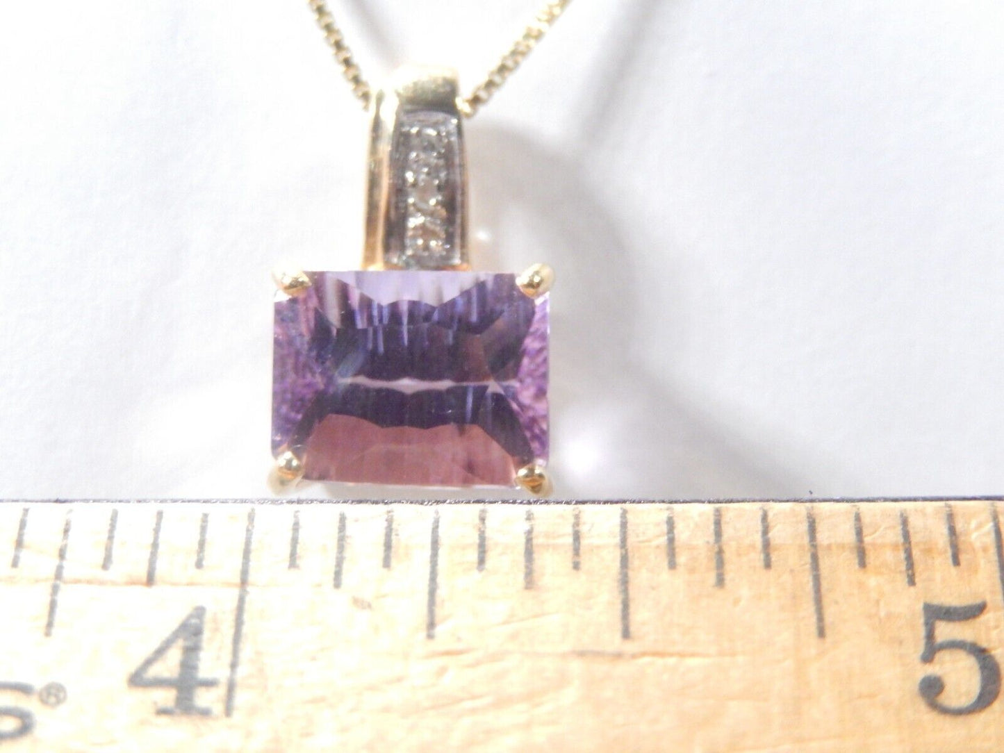 *VINTAGE* 14K Yellow Gold 3.00 CT Amethyst & Diamond Accent Pendant w/18"chain