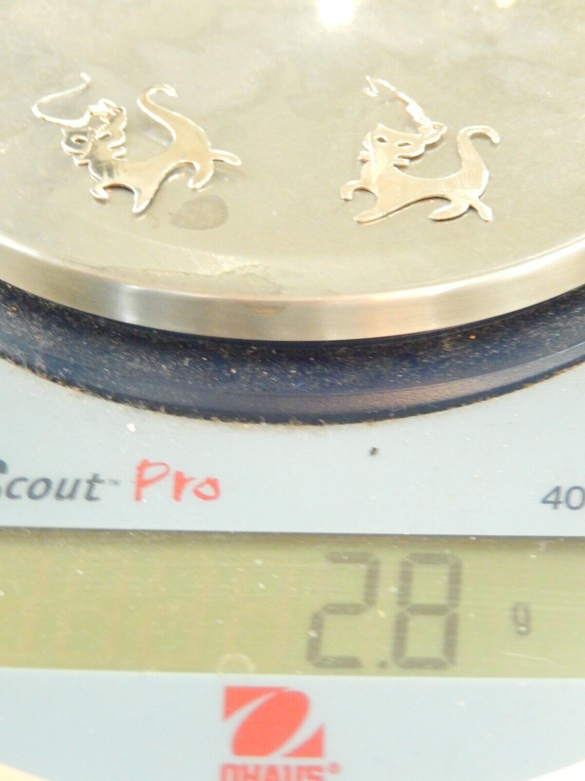 *VINTAGE* Sterling Silver - Kitty Cat Animal Dangle Earrings 1" x 3/4"