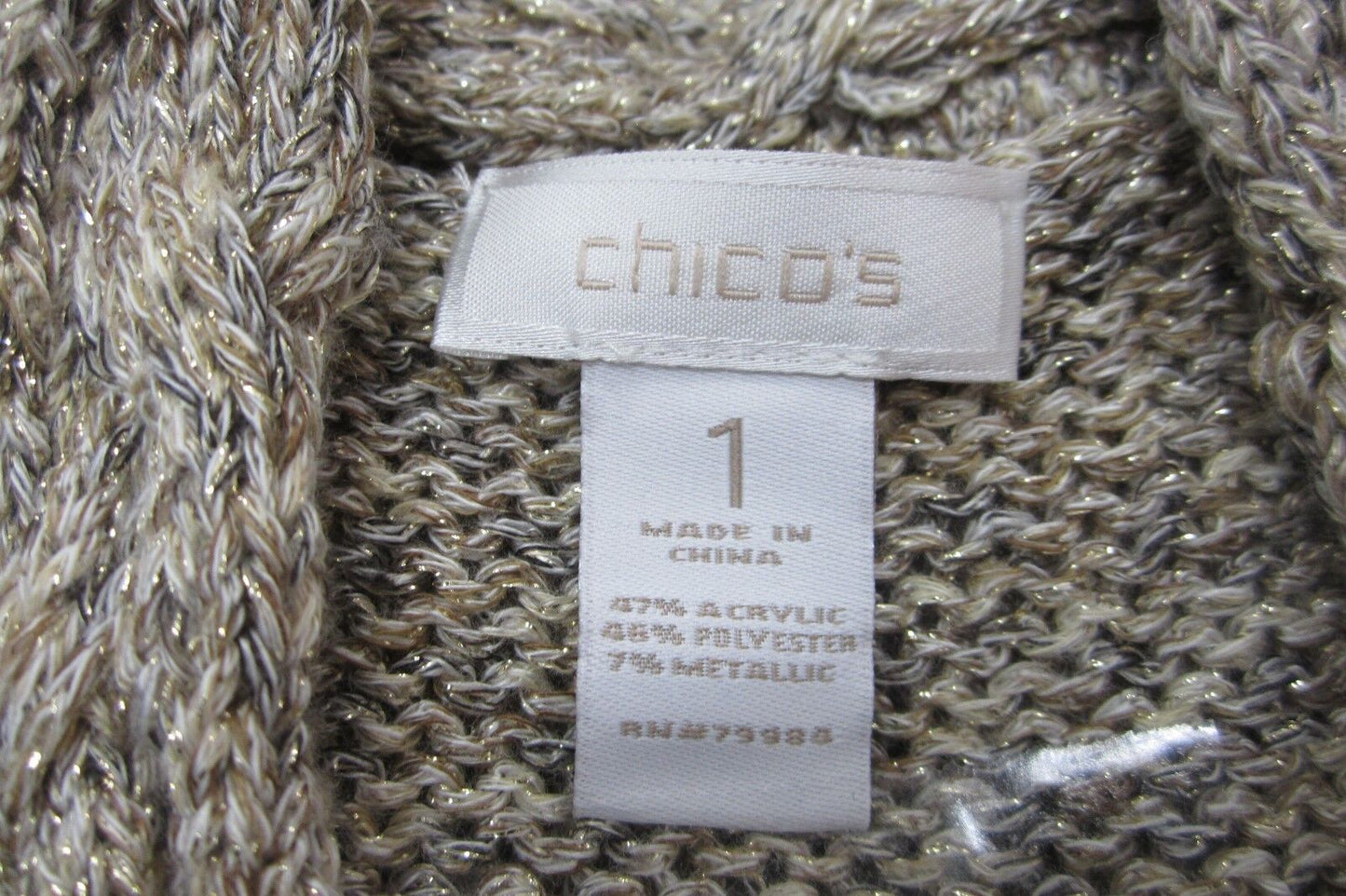 VERY NICE Chico's Open Front Cardigan Sweater Short Sleeve Womens XL (1)