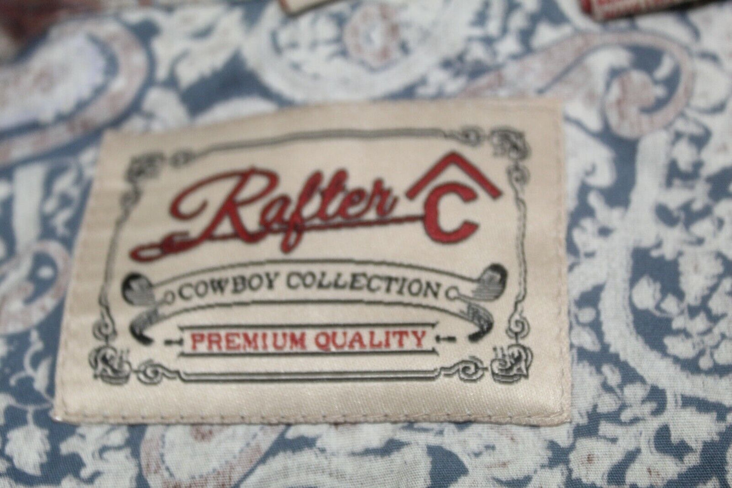 Rafter C Cowboy Collection Pearl Snap Long Sleeve Paisly Shirt Men's Size XL
