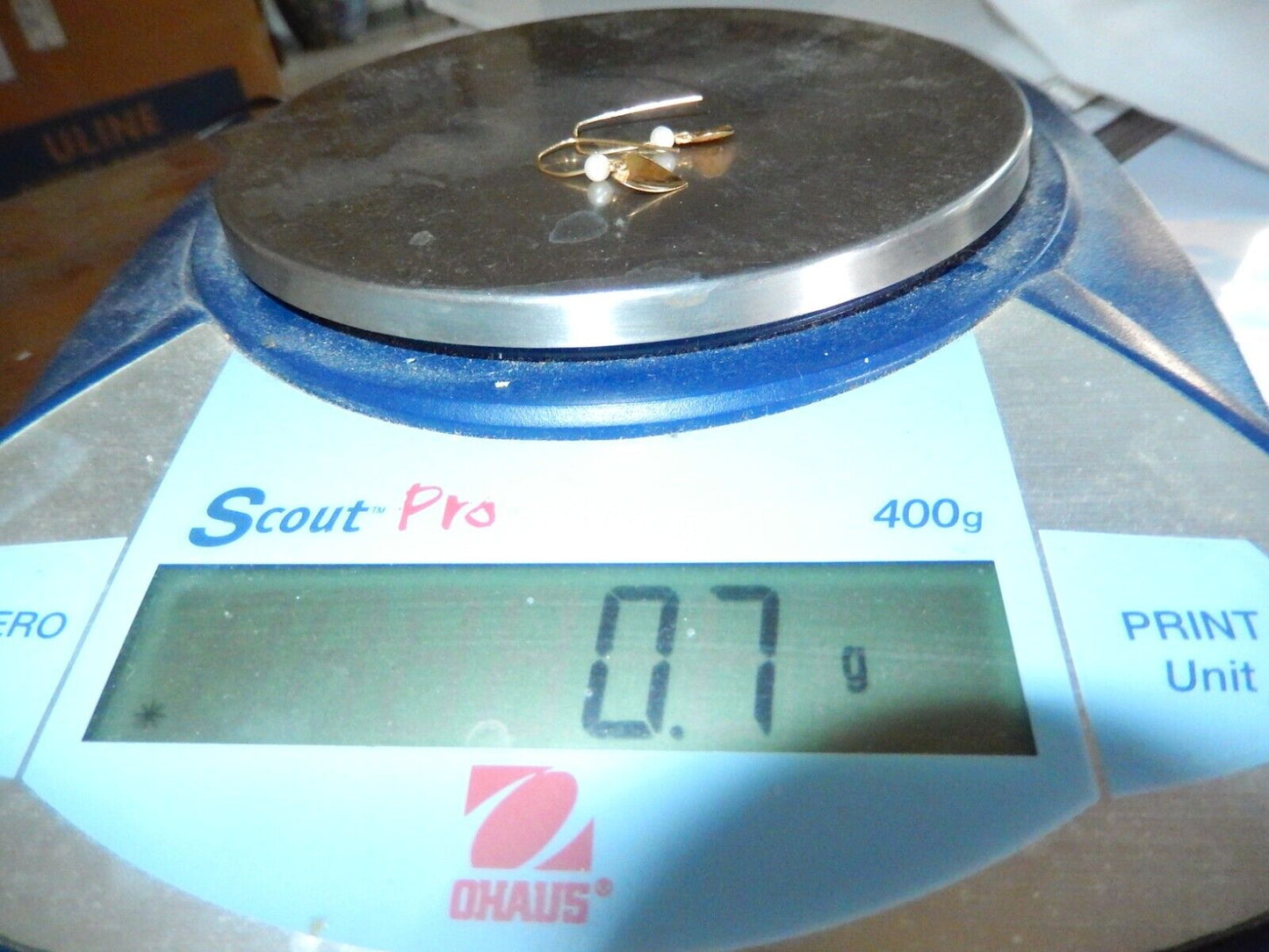 "14k"YELLOW GOLD FRESHWATER PEARL DANGLE WIRE HOOK HEART"EARRINGS