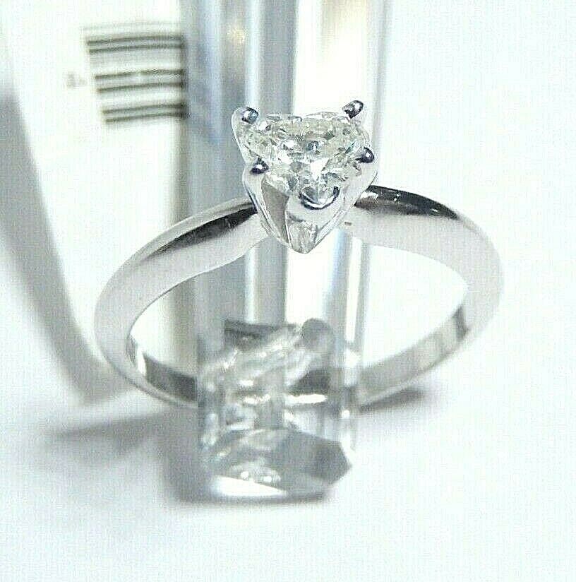 *NWT* 14K WHITE GOLD 1/2CT HEART SHAPED VS NATURAL DIAMOND SOLITAIRE RING Sz 6.5