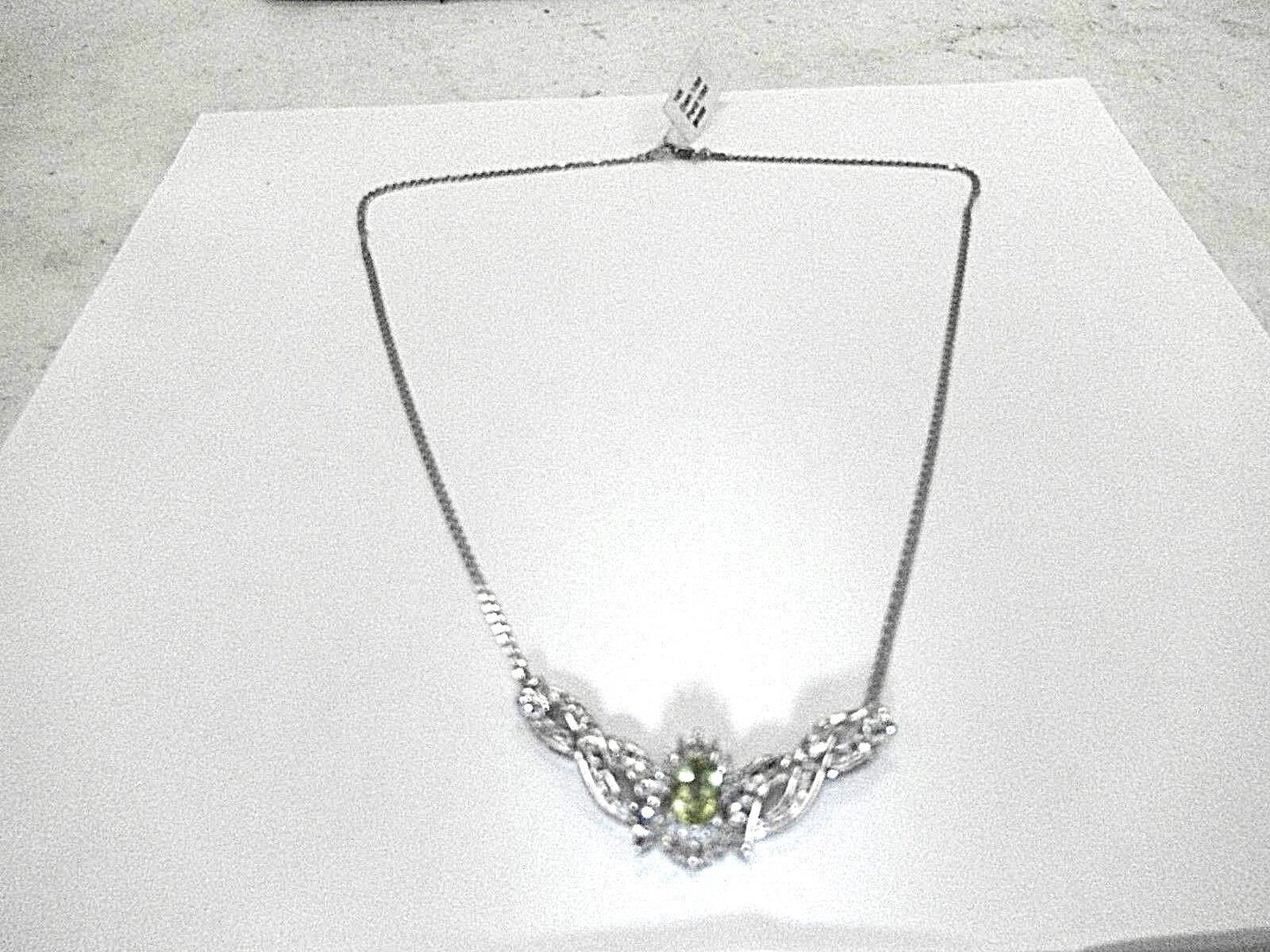 1CT. Peridot & Diamond Statement Necklace Set in 14K White Gold With 18" Chain