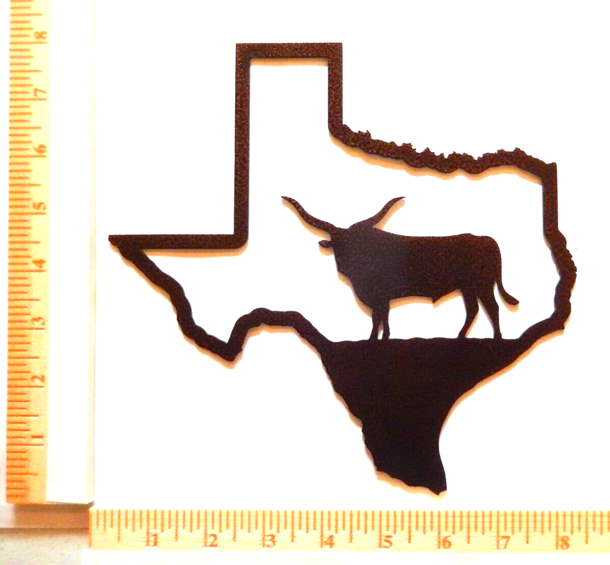 "NEW" STATE OF TEXAS LONGHORN METAL WALL ART 14ga. 6"x7.5" HOME WALL DECOR ART