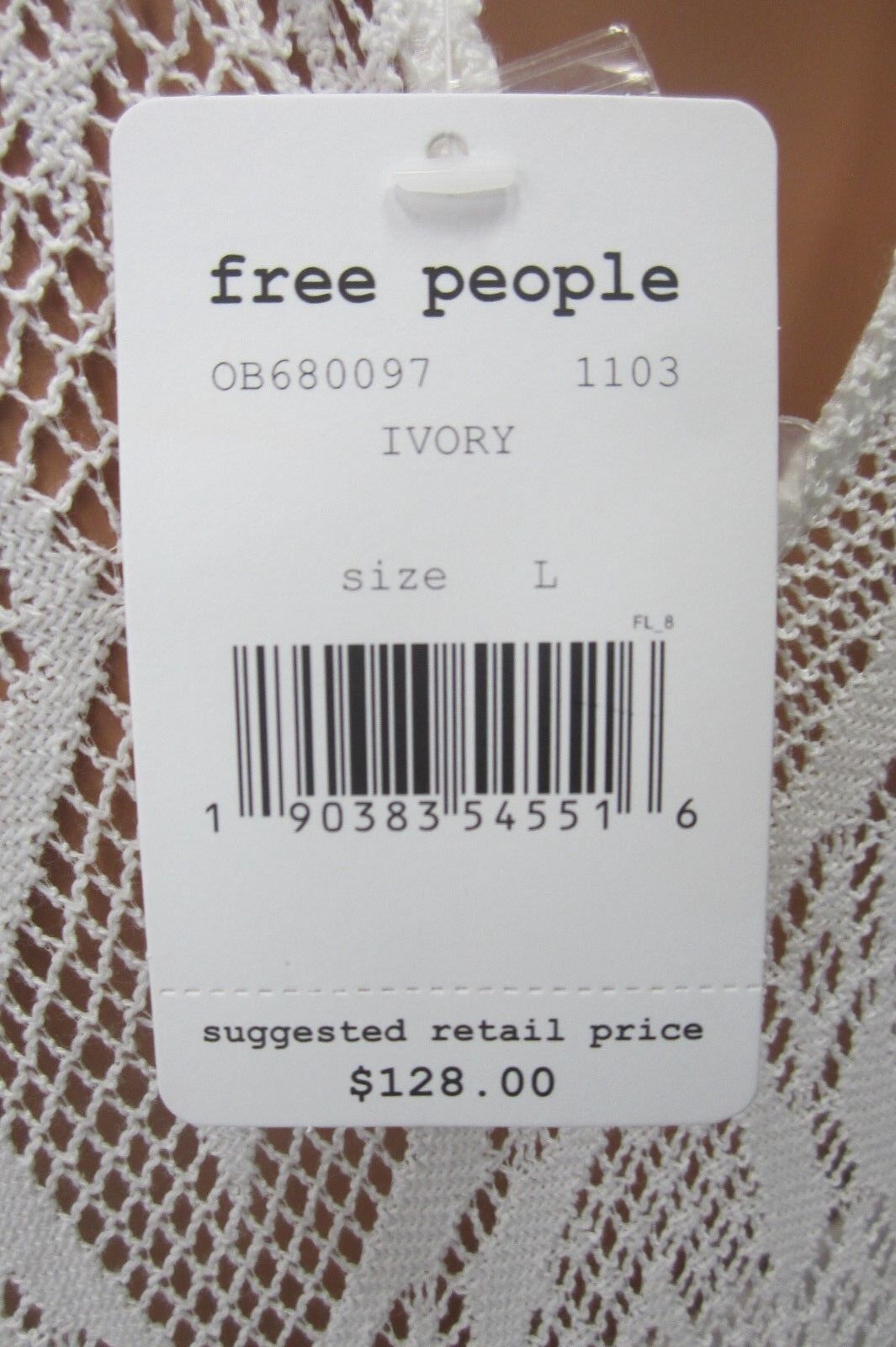*NWT*$128 FREE PEOPLE LACE DRESS IVORY LACEY Cute Peasant Shabby Chic Size LG
