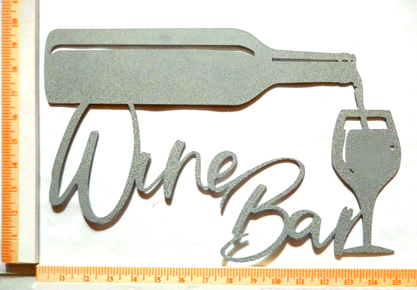 ~NEW~ LARGE 14 ga. "WINE BAR" Gray Metal Wall Art - 15" x 10"