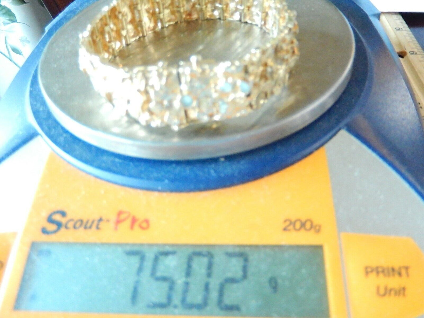 Men's 14k Yellow Gold Heavy 17mm 75.02gms Wide Nugget Panel Link Bracelet 8.25"