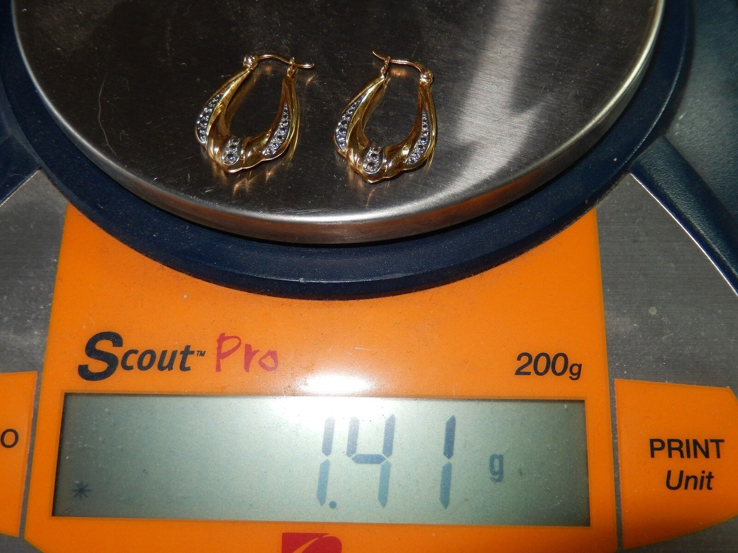 *NEW* 14k Yellow & White Gold Hollow Diamond Style Two Tone Earrings