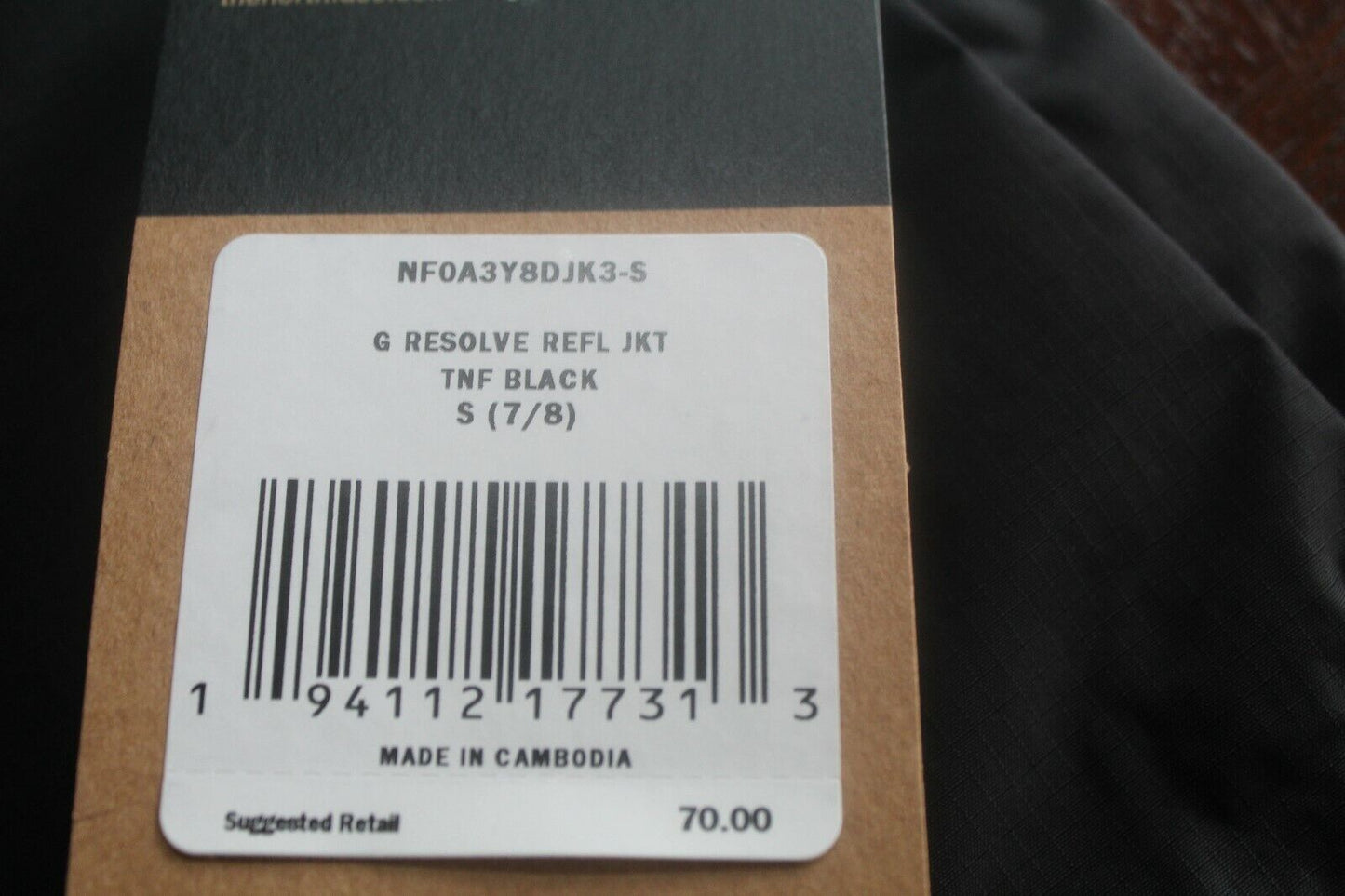 *NWT* $70. North Face Resolve Reflective Girls Black Rain Jacket HyVent Hood - S